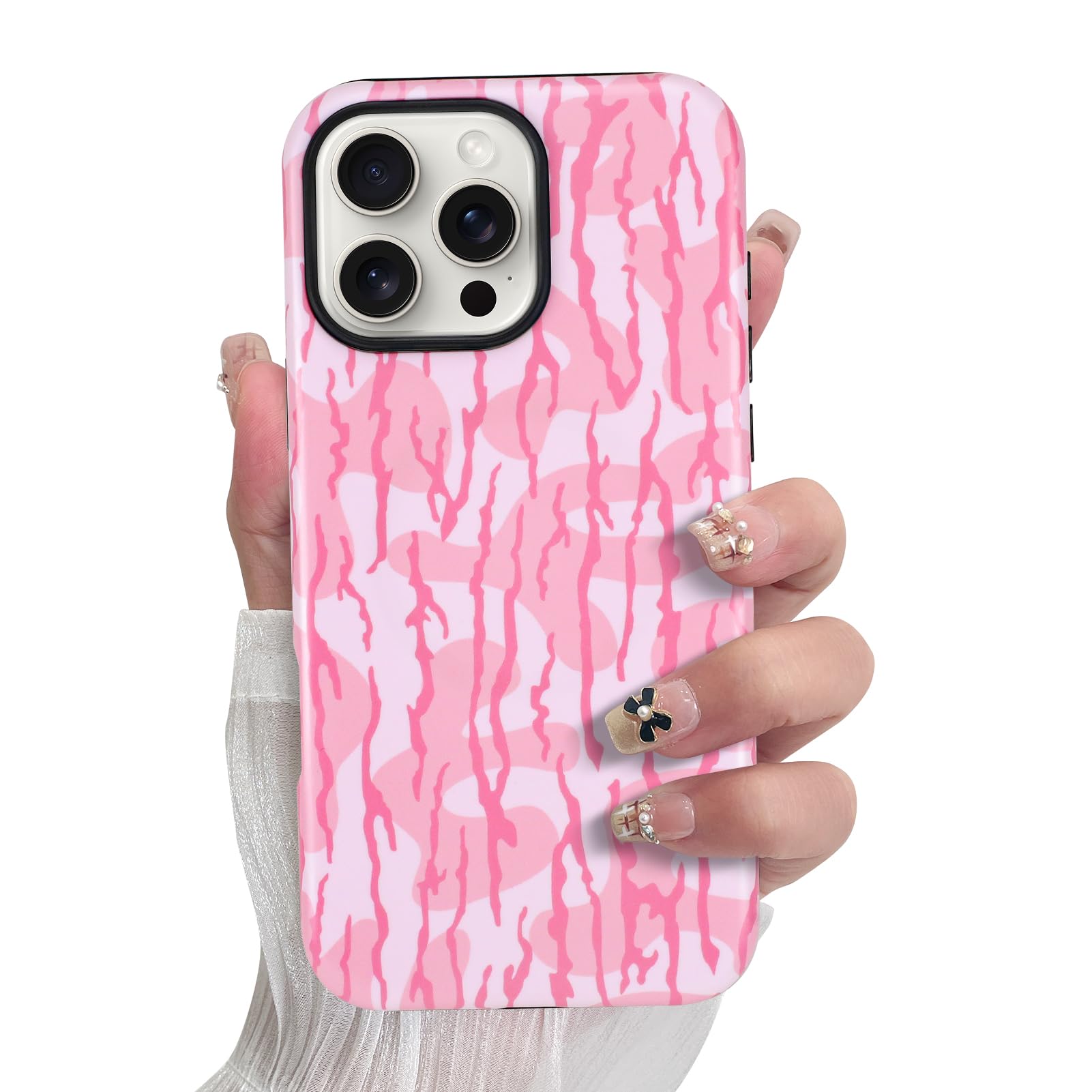 SOKAD Magnetic Camo Camouflage Phone Case for iPhone 16 Pro Max, Cute Camo Stripes Pattern Compatible with Magsafe Matte Protect