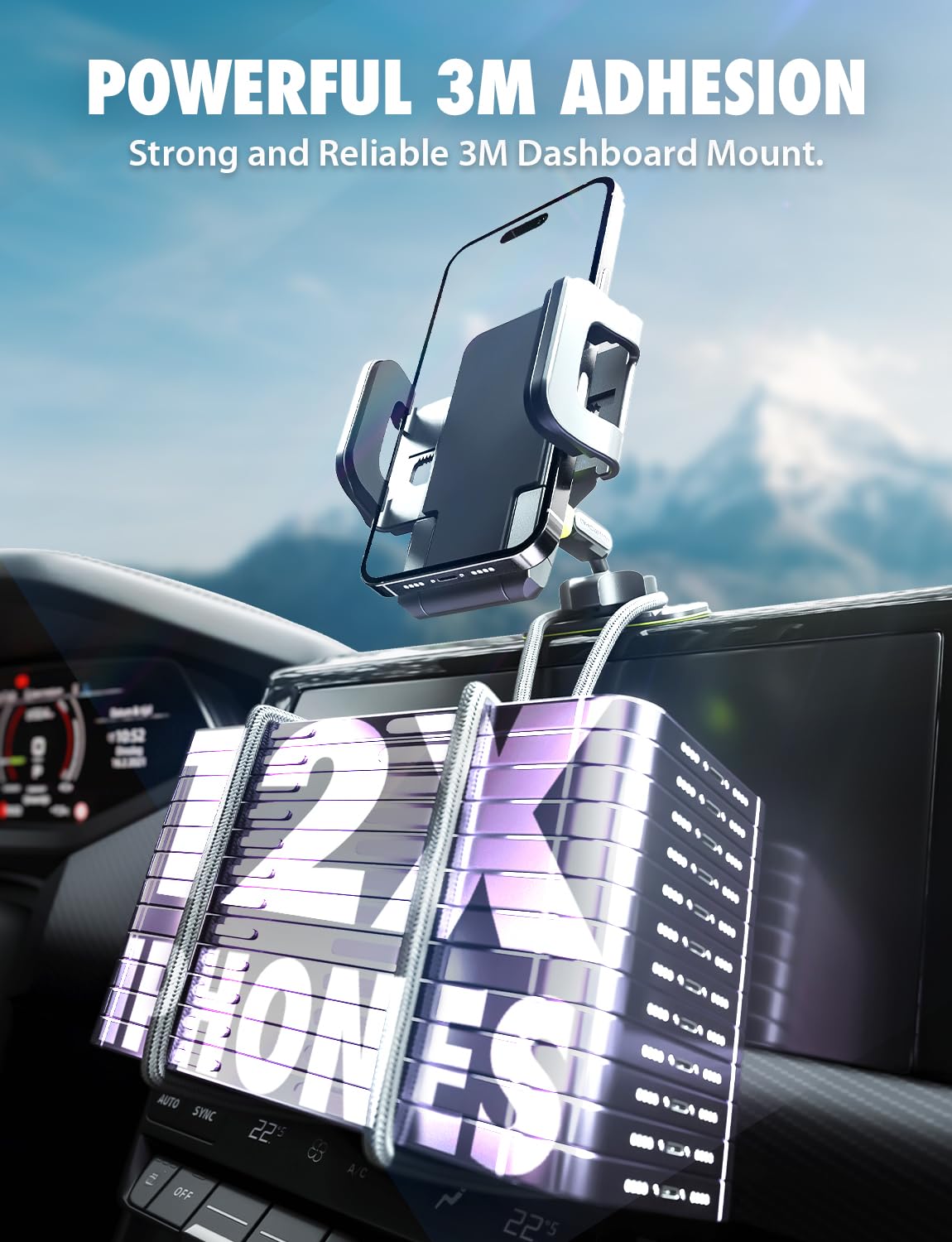 Bracketron Car Phone Holder, Tripgrip Phone Mount For Car Dashboard & Air Vent, 360 Rotation One-Hand Release Car Cell Phone Hol