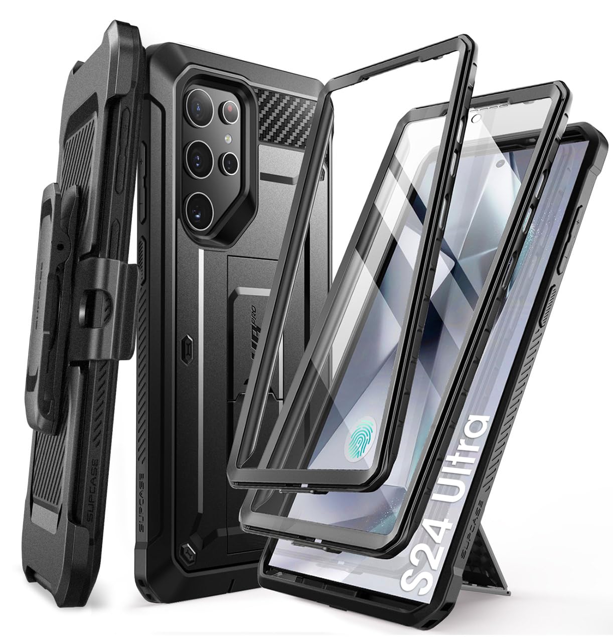 SUPCASE for Samsung Galaxy S24 Ultra Case with Stand, [Unicorn Beetle Pro] [2 Front Frames] [Builtin Screen Protector & BeltCl