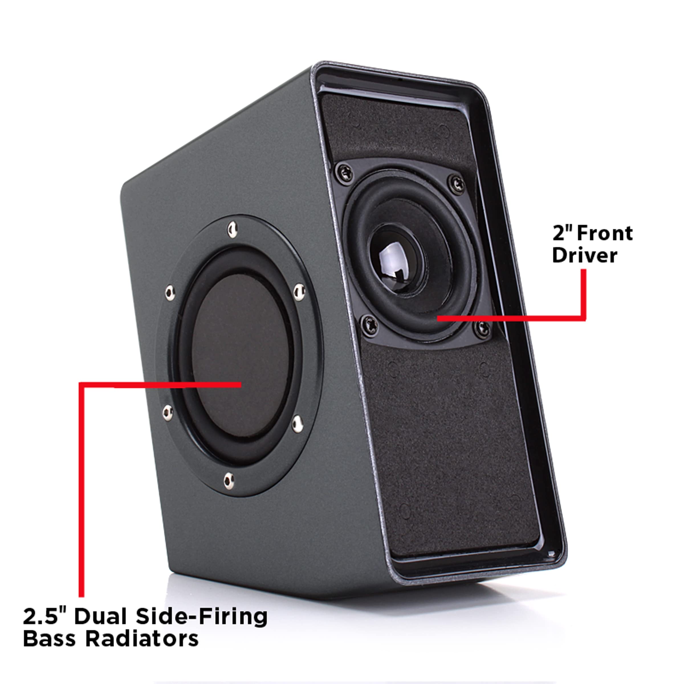 Gogroove Laptop Computer Speakers - Sonaverse O2 Usb Powered Desktop Speakers With Dual Passive Bass Woofers, Built-In Volume Di