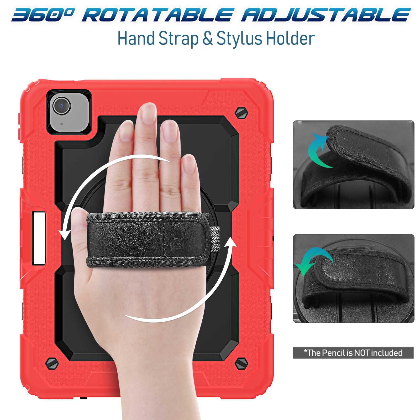 Timecity Case For Ipad Air 10.9 Inch Case 2022/2020, Full Body Drop Protection Case With Screen Protector & Swivel Stand, Hand S