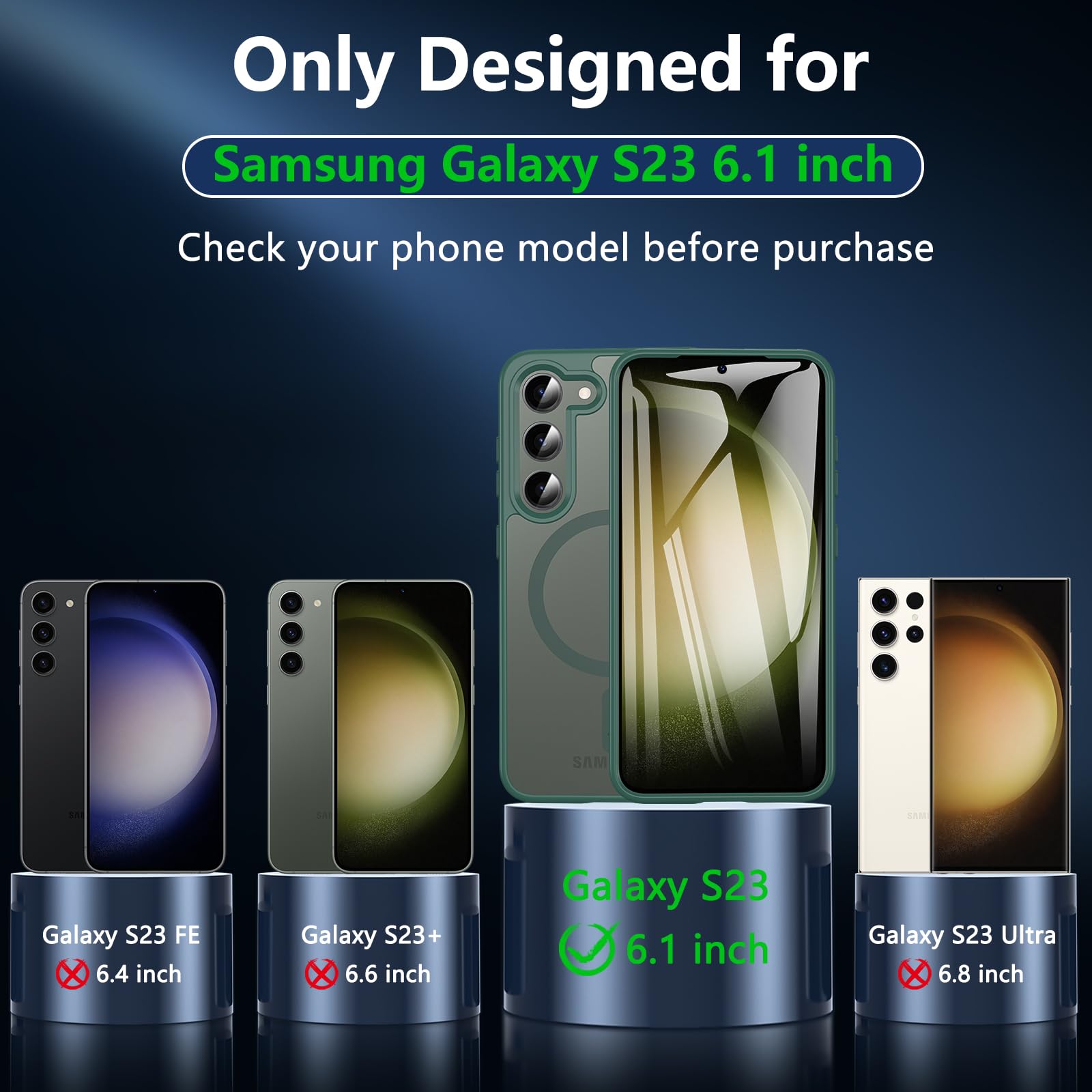 Owkey For Galaxy S23 Case 6.1'', Magnetic Samsung Galaxy S23 Case For Magsafe With Screen Protector, [Military Grade Protection]