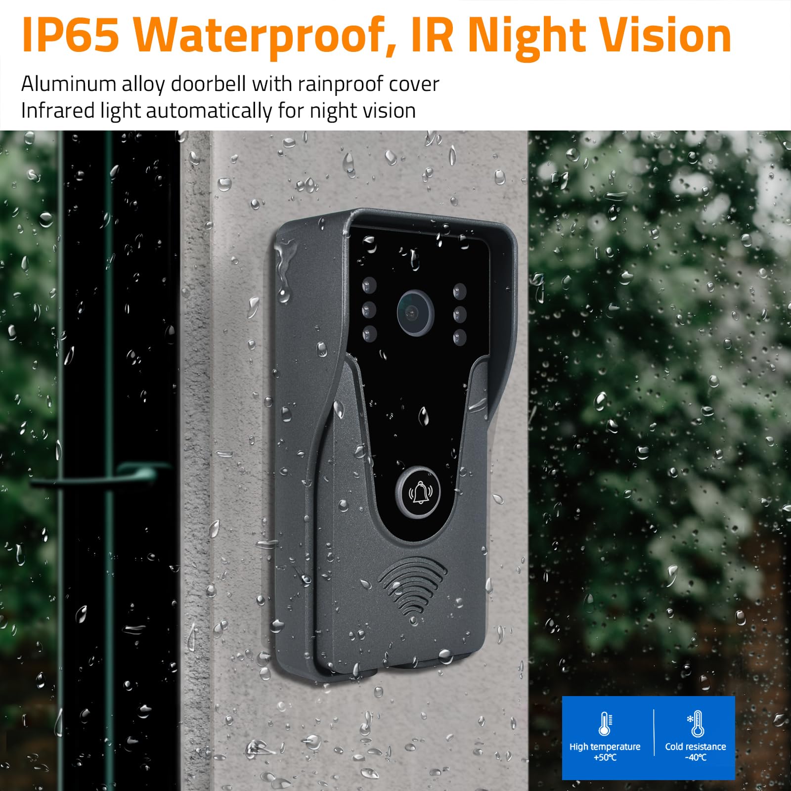 Wireless Ip Video Doorbell Intercom System, Wifi 7 Inch Monitor With Metal Hd Door Camera (Wired Power), Video Intercom With 32G Card Record, App Remote 2 Way Audio, Unlock For Home Security System