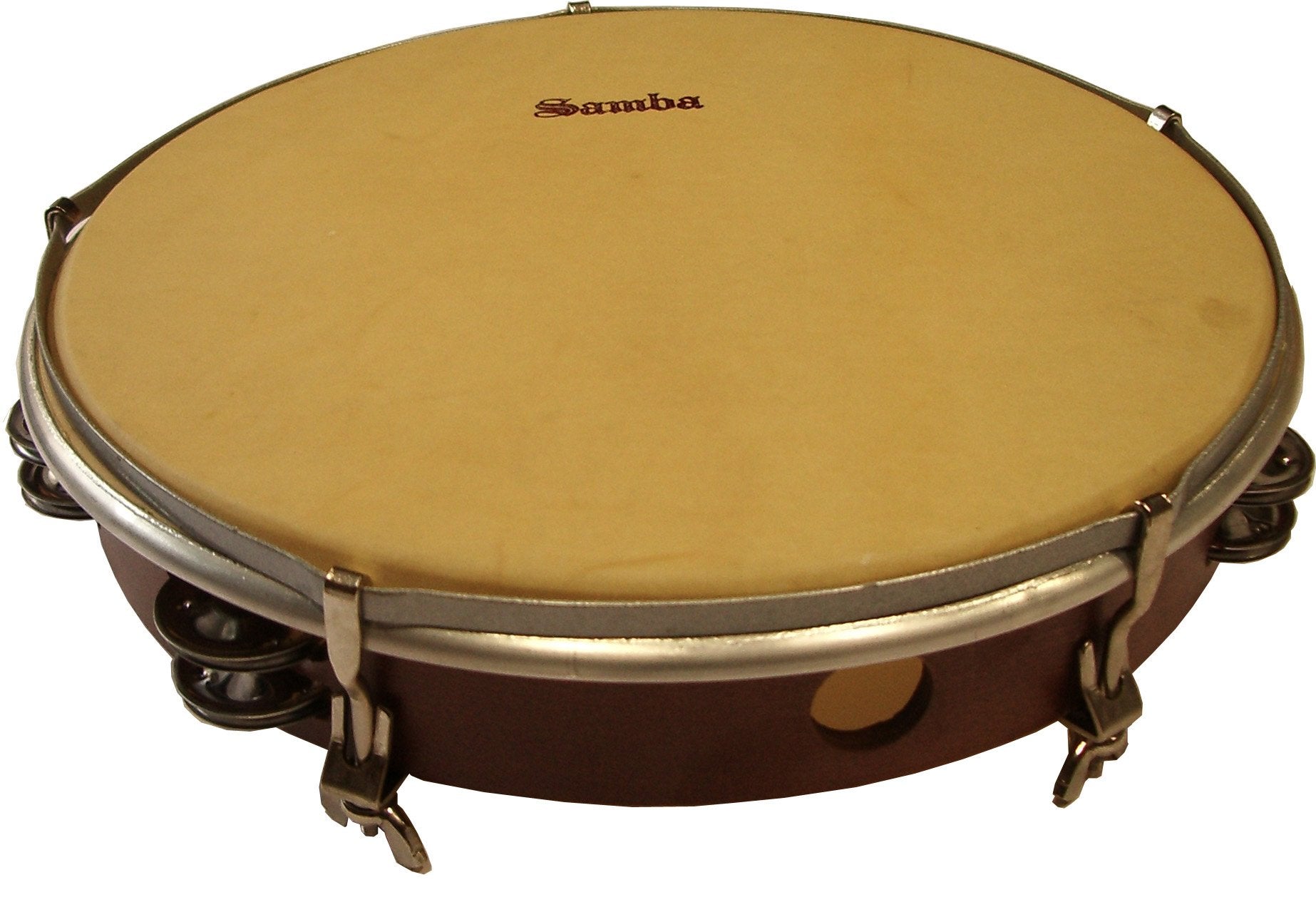 Tunable 30.5 cm Tambourine, Wood Leather Double Jingle