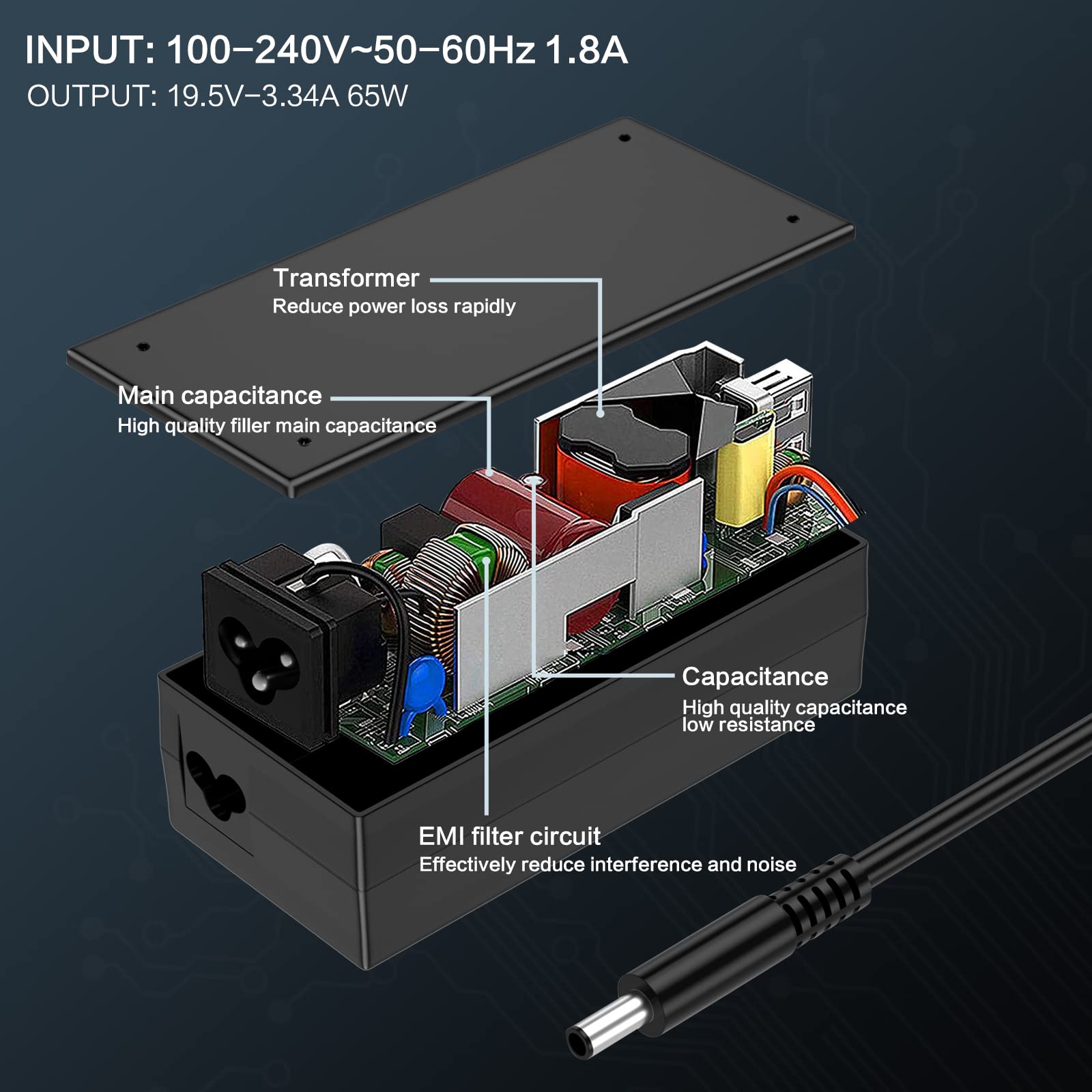 65W 45W Ac Adapter Laptop Charger For Dell Latitude 13 14 15 3000 Series,For Dell Inspiron 13 14 15 16 17 3000 5000 7000 Series,