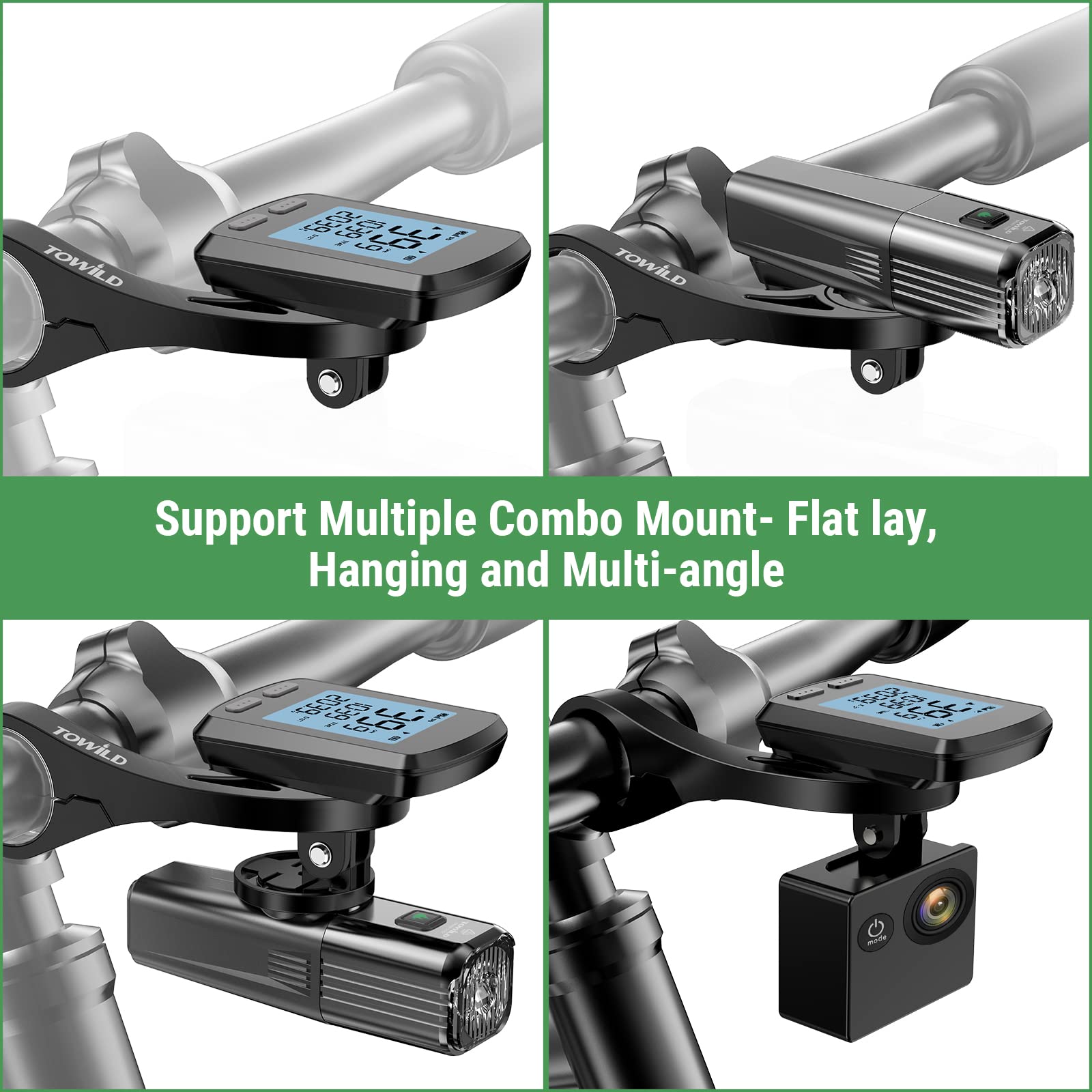 Towild Out Front Bike Mount Bicycle Edge Compatible With Garmin Bike Computer/Xossg/G+/Igpsport,Combo Extend Mount Adapter Camer