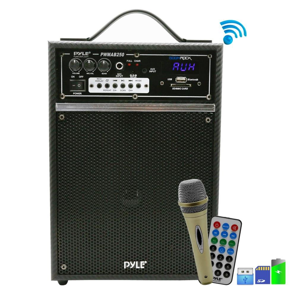 Pyle 300 Watt Outdoor Indoor Wireless Bluetooth Portable Pa Speaker 6.5 Inch Subwoofer Sound System With Usb Sd Card Reader, Rec