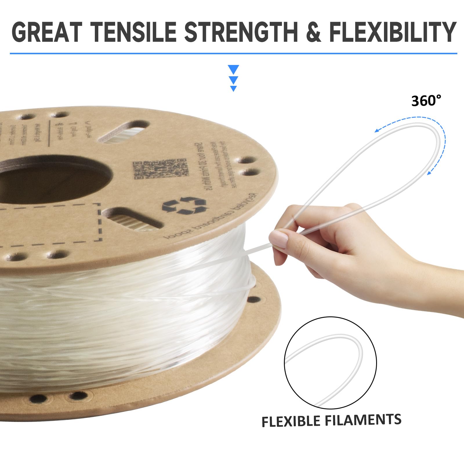 Gaintarm Tpu Filament,Clear Tpu Filament 1.75Mm,95A Flexible Soft 3D Printer Filament,0.5Kg Spool (2.2 Lbs.), Dimensional Accura
