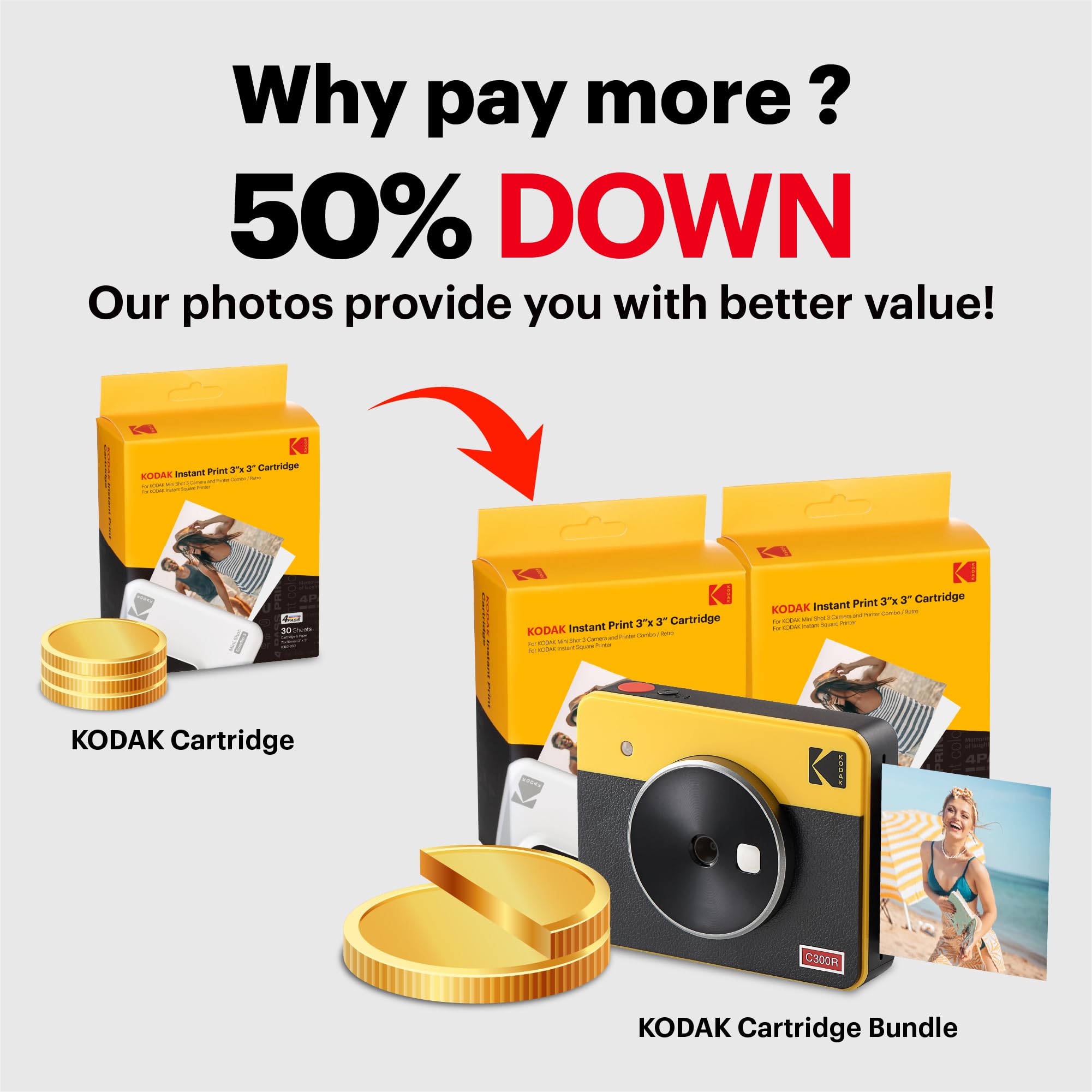 Kodak Mini Shot 3 Retro 4Pass 2-In-1 Instant Digital Camera And Photo Printer (3X3 Inches)