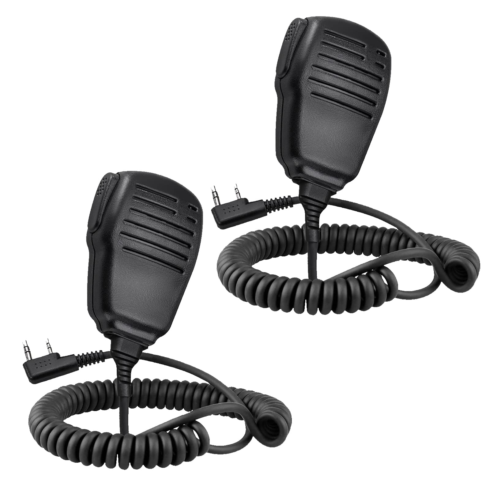 Samcom Shoulder Mic Of Walkie Talkies, Two Way Radio Speaker Mic, Handheld Walkie Talkie Microphone For Most 2 Way Radio, 2 Pin Radio Mic With Ptt (2 Pack)