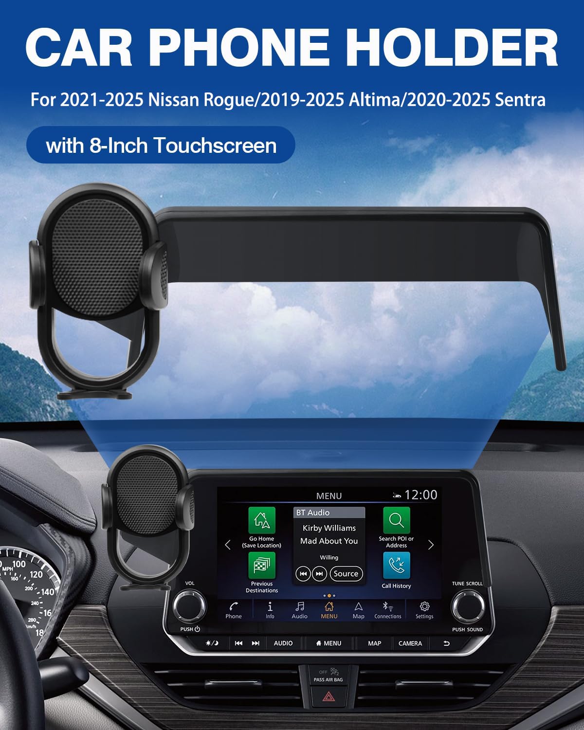 Autorder Car Phone Holder For 2021-2025 Nissan Rogue/2019-2025 Altima/2020-2025 Sentra Accessories Phone Mount 8-Inch Screen Cel