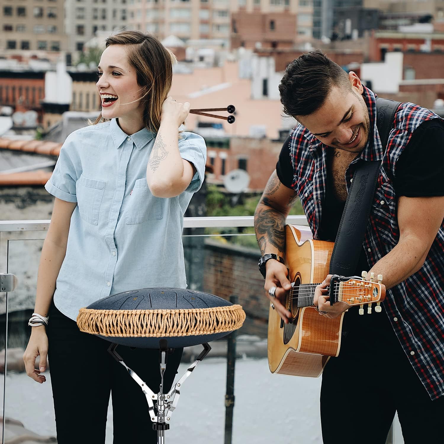 Chunfeng Steel Tongue Drum 14 Inches 15 Notes Balmy Drum Healing Drum,C Major,Gift For All Ages,Pure Sound Quality,With Drum Mal