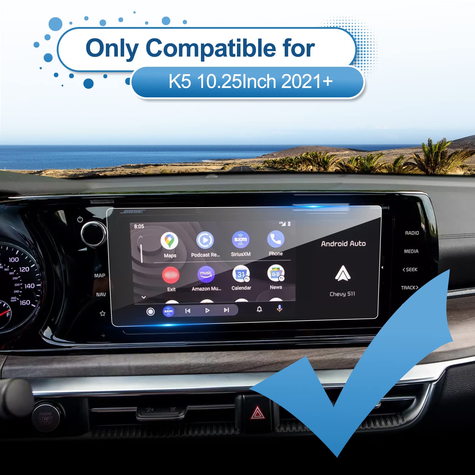 Coleya 2021 2022 2023 2024 K Ia K5 Screen Protector For Kia K5 (Gt Line/Ex/Gt) 10.25 Inch Touch Screen, 9H Hardness Tempered Gla