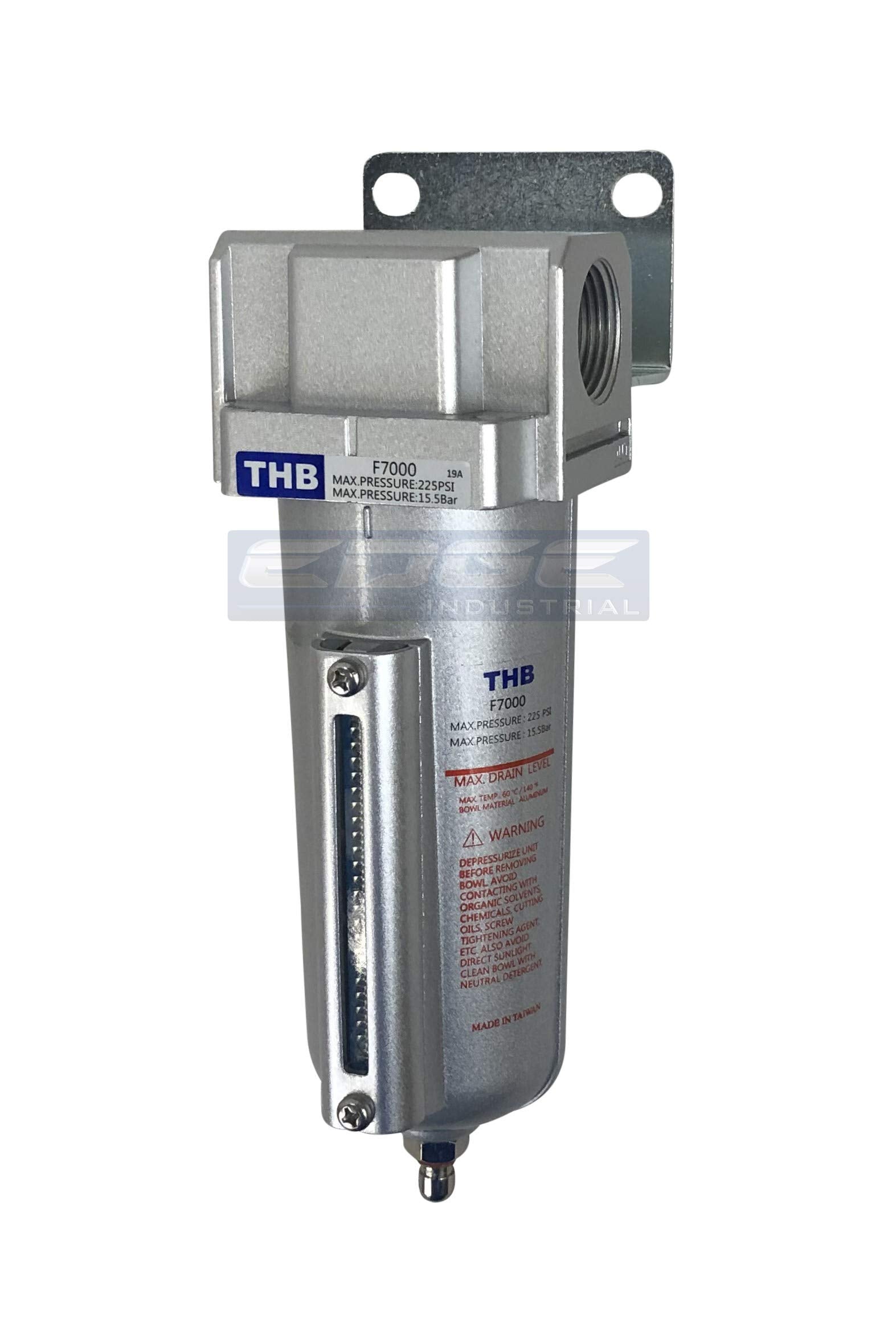 Heavy Duty Industrial Rated High Flow Particulate Filter, In Line Water Trap For Compressed Air Line Systems, 5 Micron With Meta
