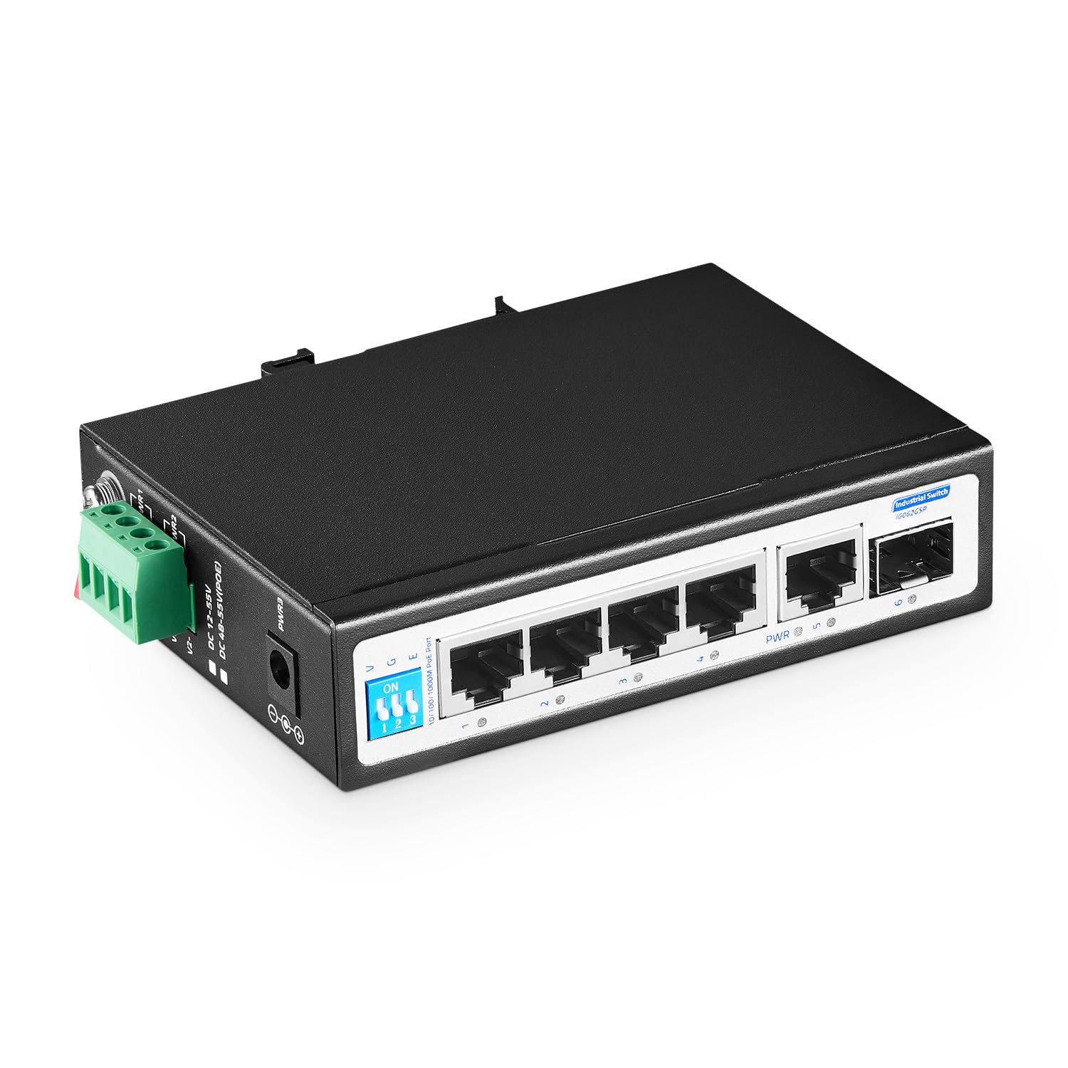 Yulinca 6 Port Mini Gigabit Industrial Din Rail Poe Switch, 4 X 100/1000Mbps Poe Ports,Ieee802.3Af/At Poe+, 1 Gigabit Uplink, 1