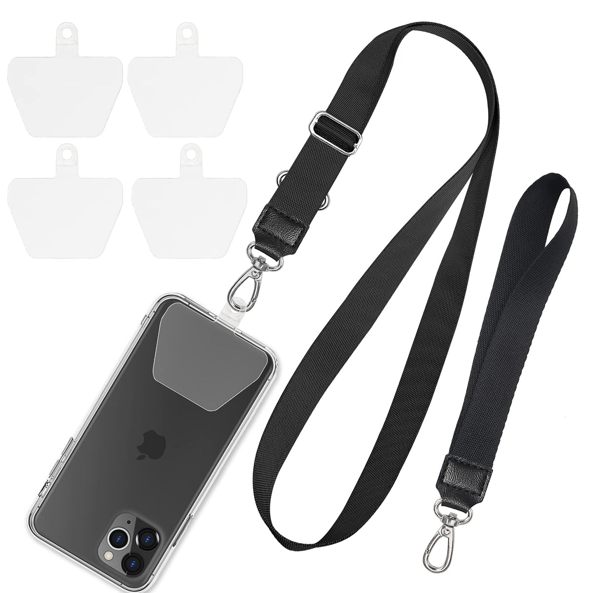 Shanshui Phone Lanyard, Adjustable Crossbody Around Neck Lanyard And Wrist Strap Tether Phone Charms With 4 Sticky Pads Compatib