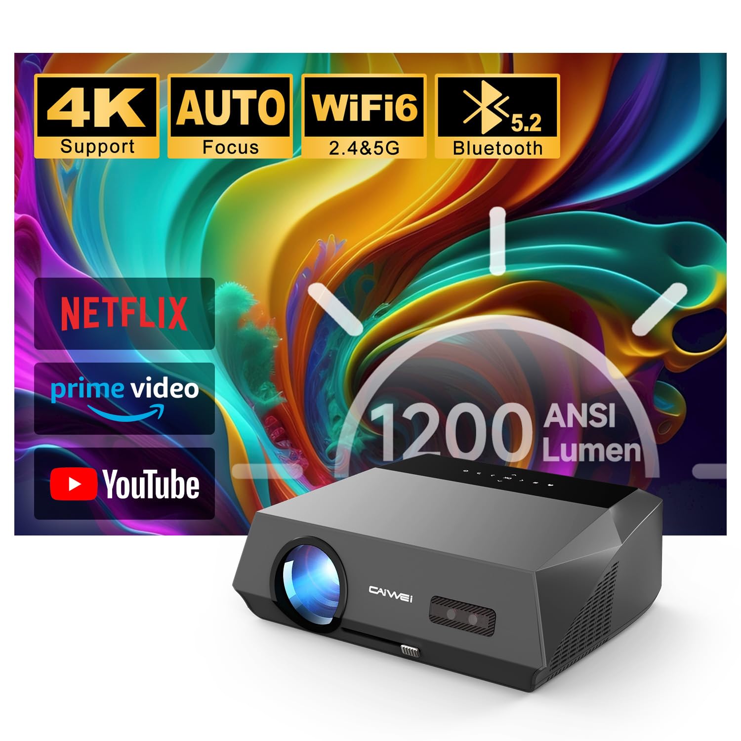 4K Auto Focus Daylight Projector Ultra Hd Movie Gaming Proyector Led Smart Wifi Bluetooth Indoor Outdoor Home Theater Projector 