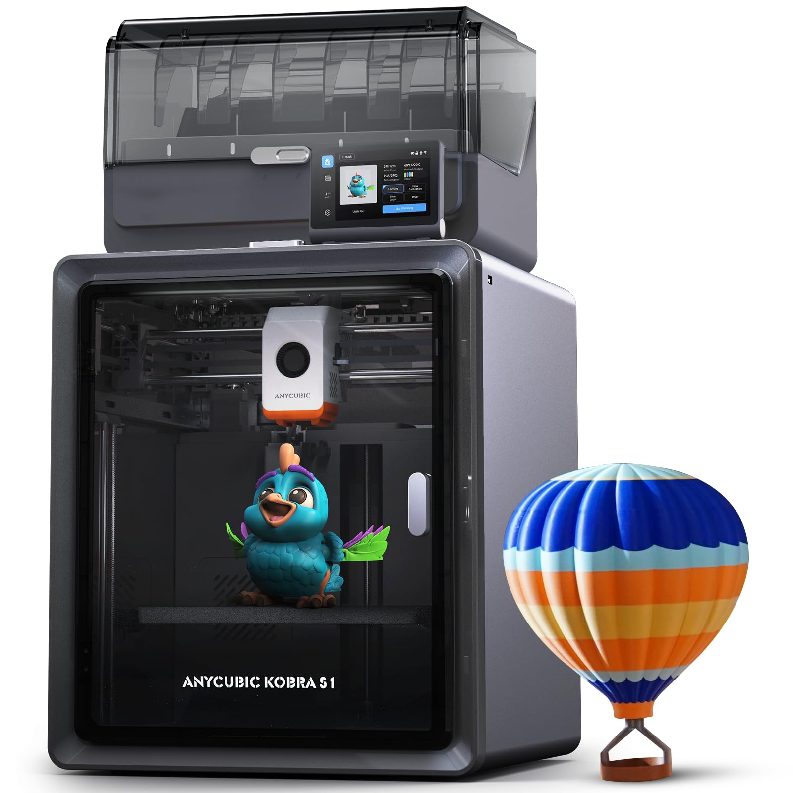 Anycubic Kobra S1 Combo 3D Printer, 4 Stunning Multicolor with Anycubic ACE PRO, 600mm/s High Speed and 320? Hotend Free-Clog Ex
