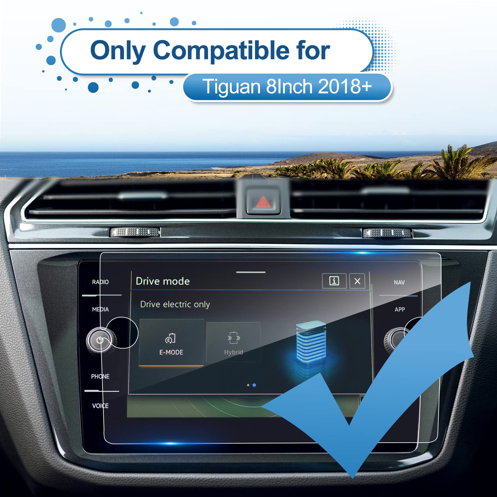 Coleya 2018 2023 2024 Tiguan Screen Protector For Tiguan (Se/Se R Line Black/Sel/Sel R Line) 8 Inch Touch Screen, 9H Hardness Te