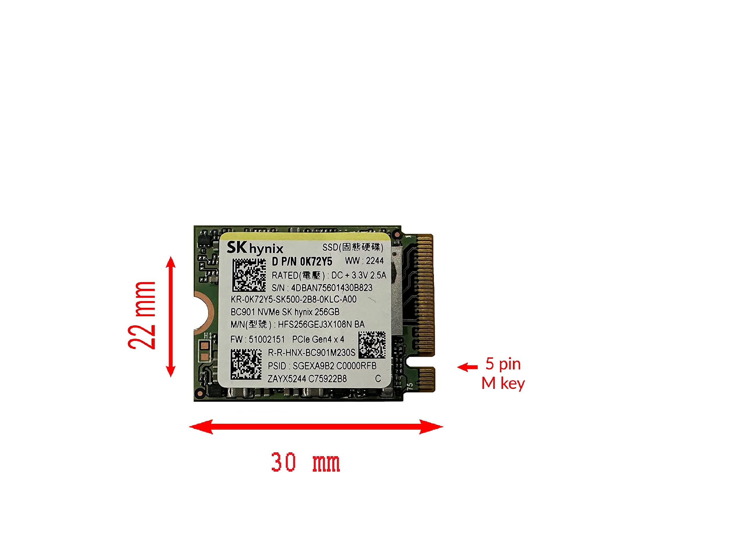 Oemgenuine Oem Hyn Bc901 256Gb M.2 Pci E Gen 4X4 Nvme Ssd Internal Solid State Drive 30Mm 2230 Form Factor M Key Steam Deck
