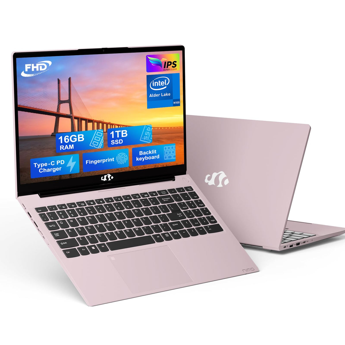 15.6'' Ips Laptop, 16Gb Ram 1Tb Ssd, Intel 12Th Gen N100 Cpu(Beat To I3 1115G4, Up To 3.4Ghz) Win 11, Backlit Keyboard, Fingerpr