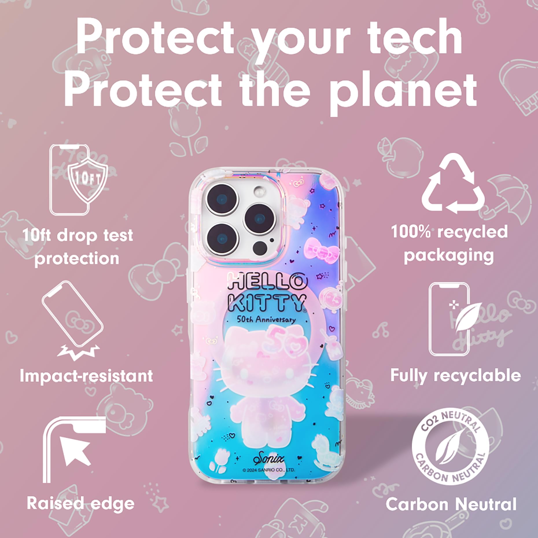 Sonix X Sanrio Case For Iphone 16 Pro | Compatible With Magsafe | 10Ft Drop Tested | Hello Kitty 50Th Anniversary