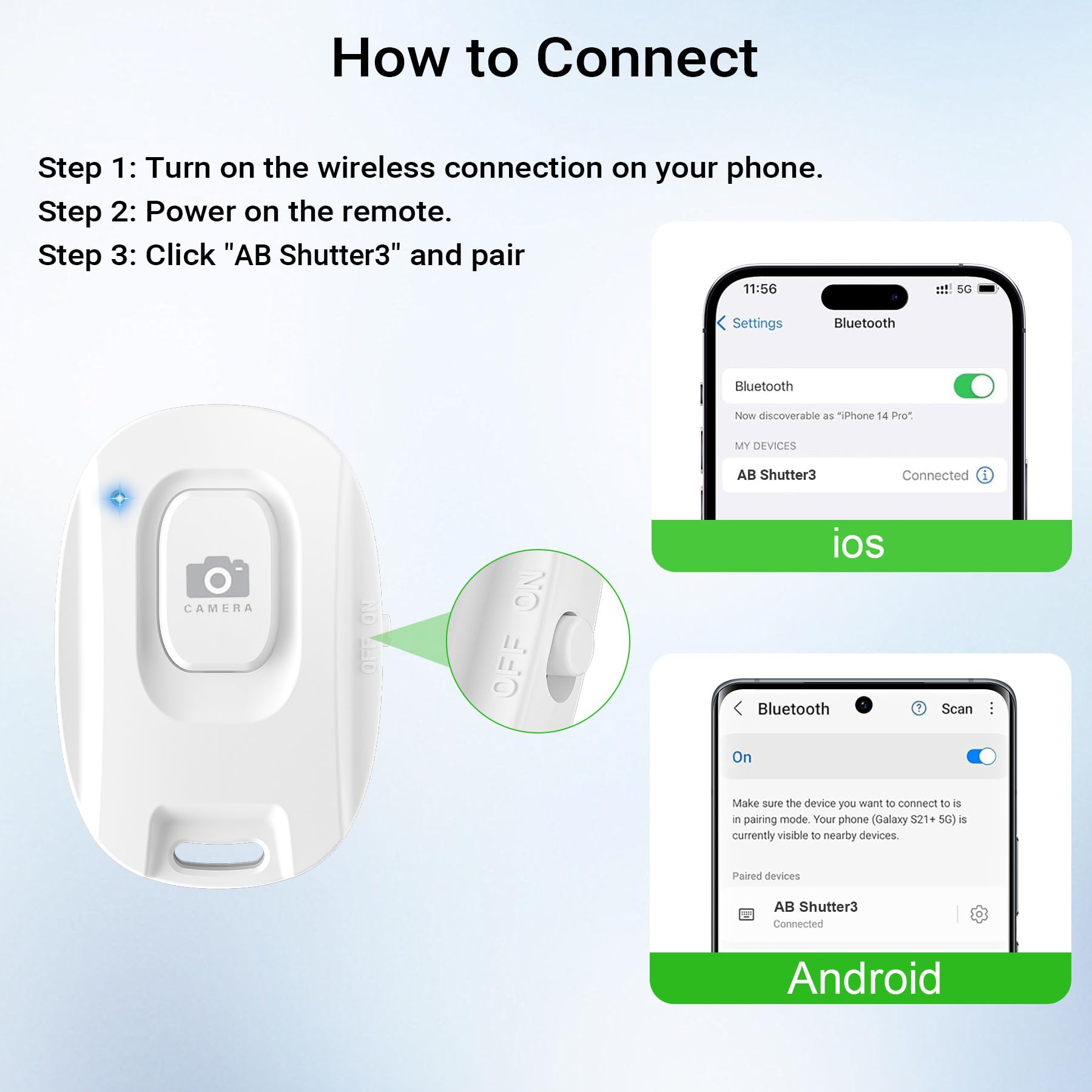Wireless Phone Camera Remote Control, Rechargeable Selfie Shutter For Photos & Videos, Portable Photo Clicker Compatible With Ip