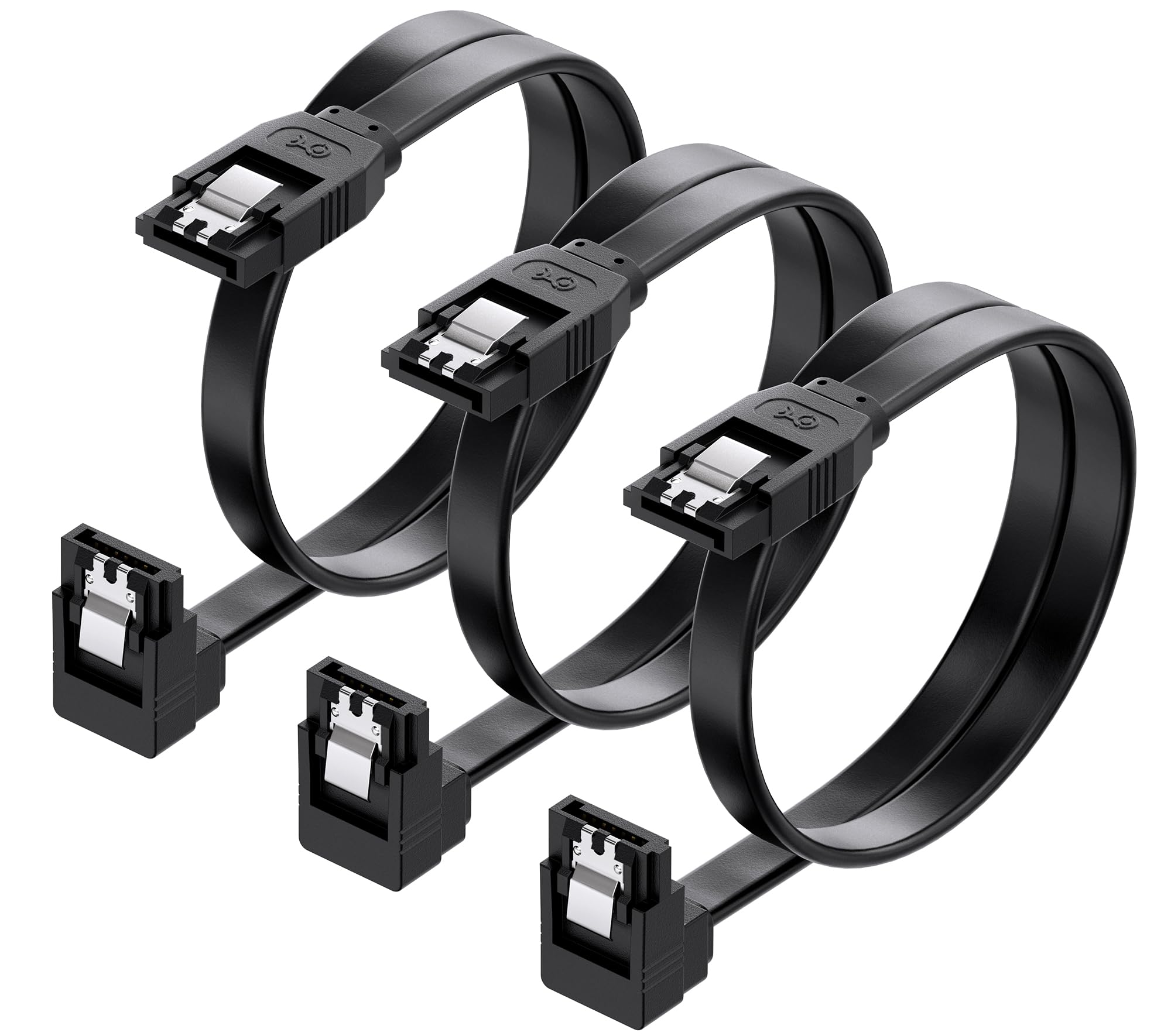 Cable Matters 3 Pack 6 Gbps Right Angle SATA Cables   18 Inches, 90 Degree SATA 3 Cable for SSD & HDD, Black