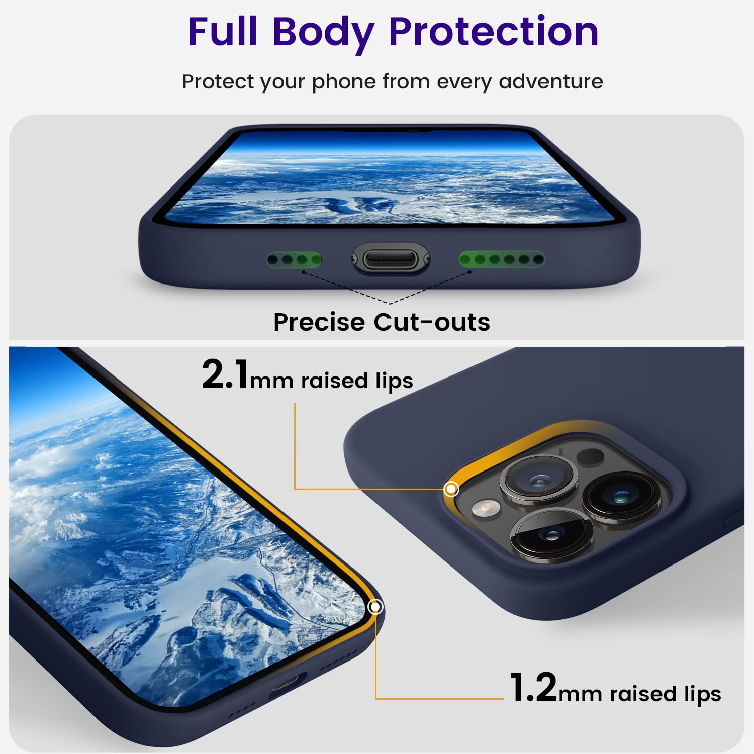 Otofly Designed For Iphone 14 Pro Max Case, Silicone Shockproof Slim Thin Phone Case For Iphone 14 Pro Max 6.7 Inch (Midnight Bl