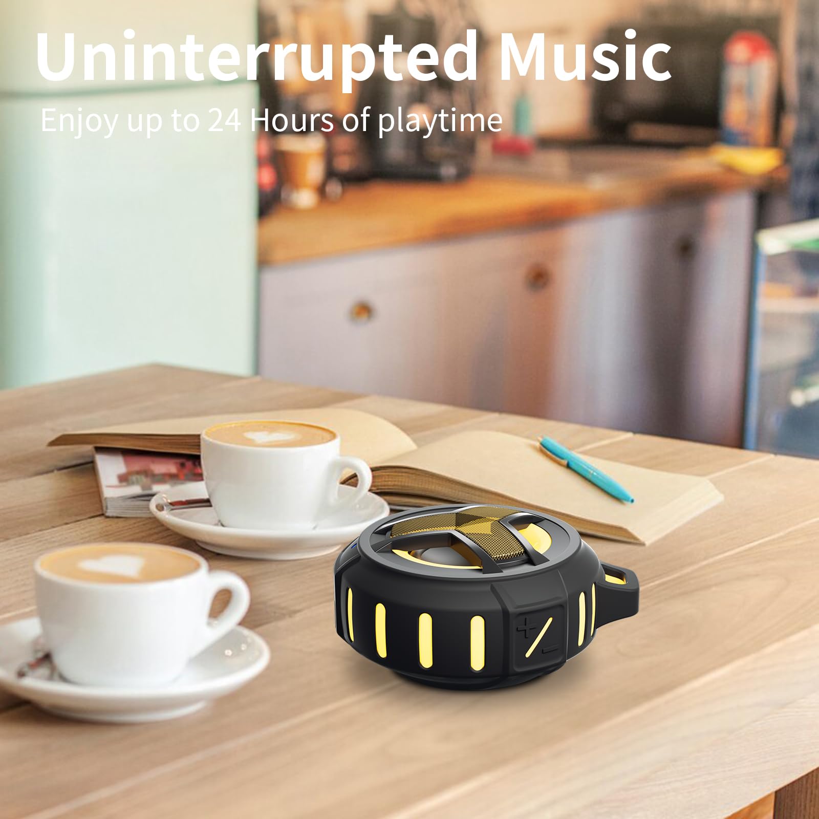 Eboda Waterproof Bluetooth Speaker, Shower Wireless Speaker, Ip67 Waterproof, Led Light, Floating, Portable Speakers For Travel, Pool, Beach, Kayak, Gifts For Men Black Golden Special Edition