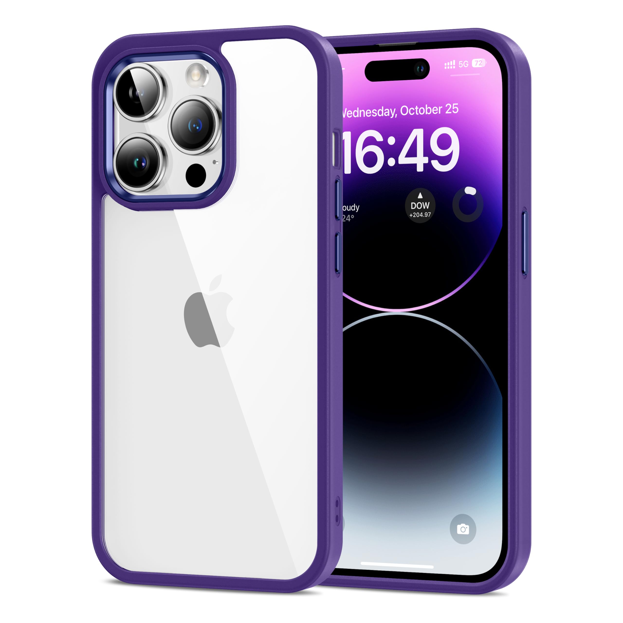 HOOMIL Case for iPhone 14 Pro Max 6.7-Inch, Non-Yellowing, Drop Protection, Anti-Scratch Transparent Hard Back Phone Cover - Dar