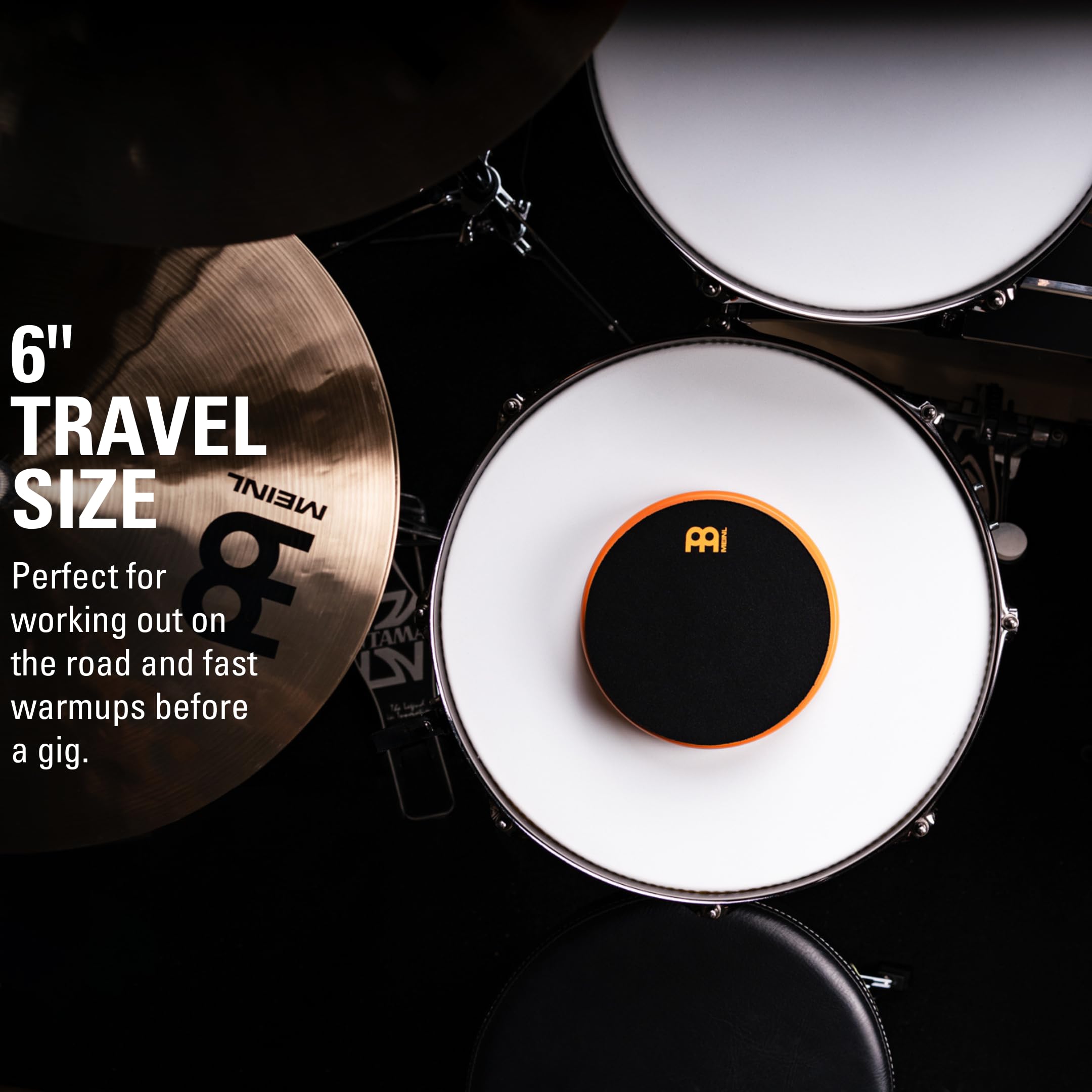 Meinl Cymbals 6 Marshmallow Drum Practice Pad For Ultra-Quiet Sticking, Medium Rebound And Mountable On Cymbal Stands (Mmp6Or)