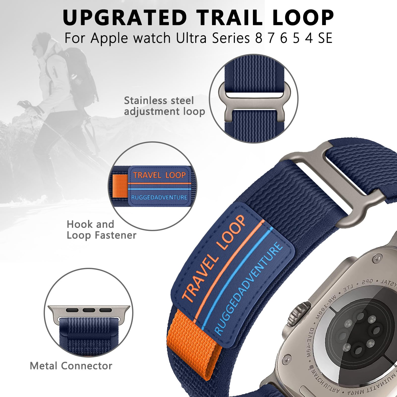 Trail Loop For Apple Watch Band 49Mm 45Mm 41Mm 44Mm 40Mm 42Mm 38Mm, Iwatch Bands Women Men Sport Strap Nylon Bracelet Wristband