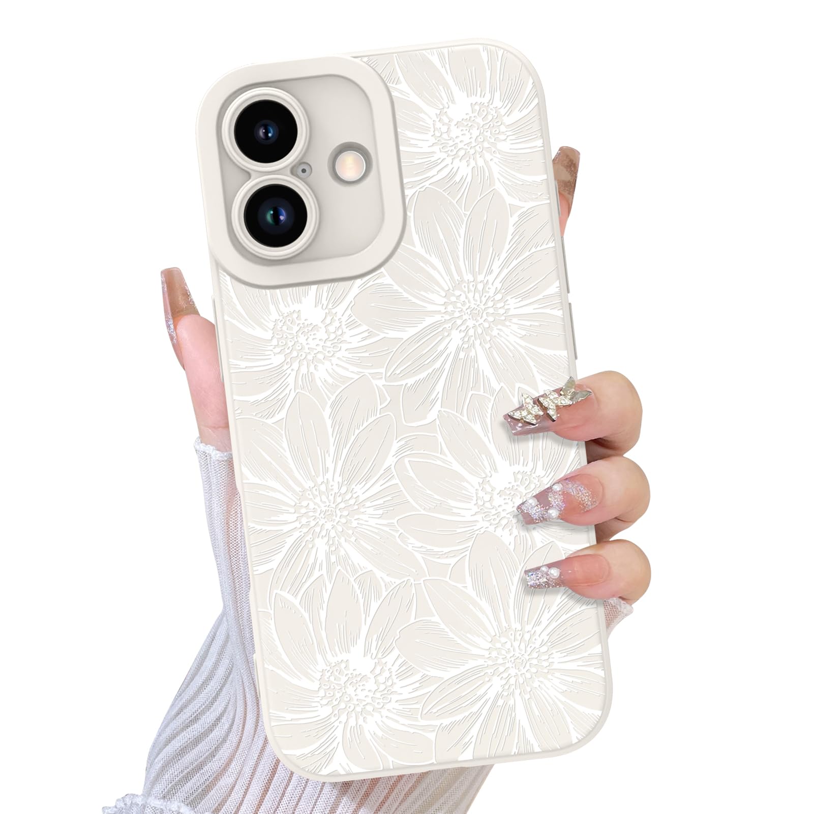 TEAUGHT Compatible with iPhone 17 Case 2025 Cute Pattern Sunflower Floral Flower Shockproof Silicone Soft Camera Protection for 