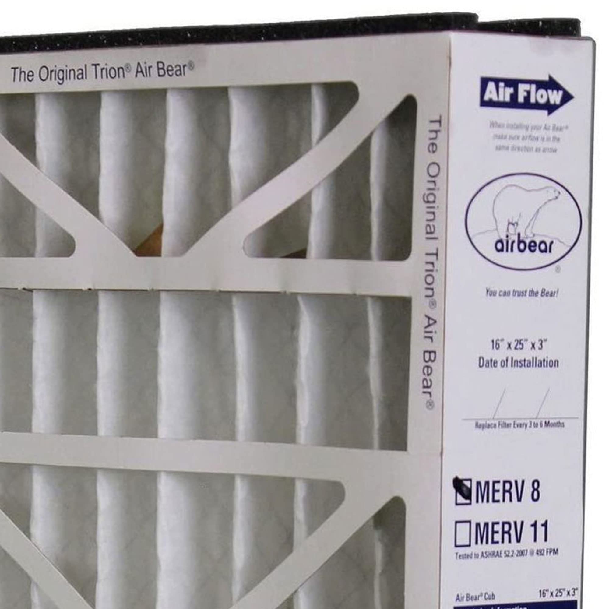Trion 255649 101 Air Bear 16 X 25 X 3 Inch Merv 8 Air Filter Replacement For Air Bear Supreme, Right Angle, And Cub Air Purifica