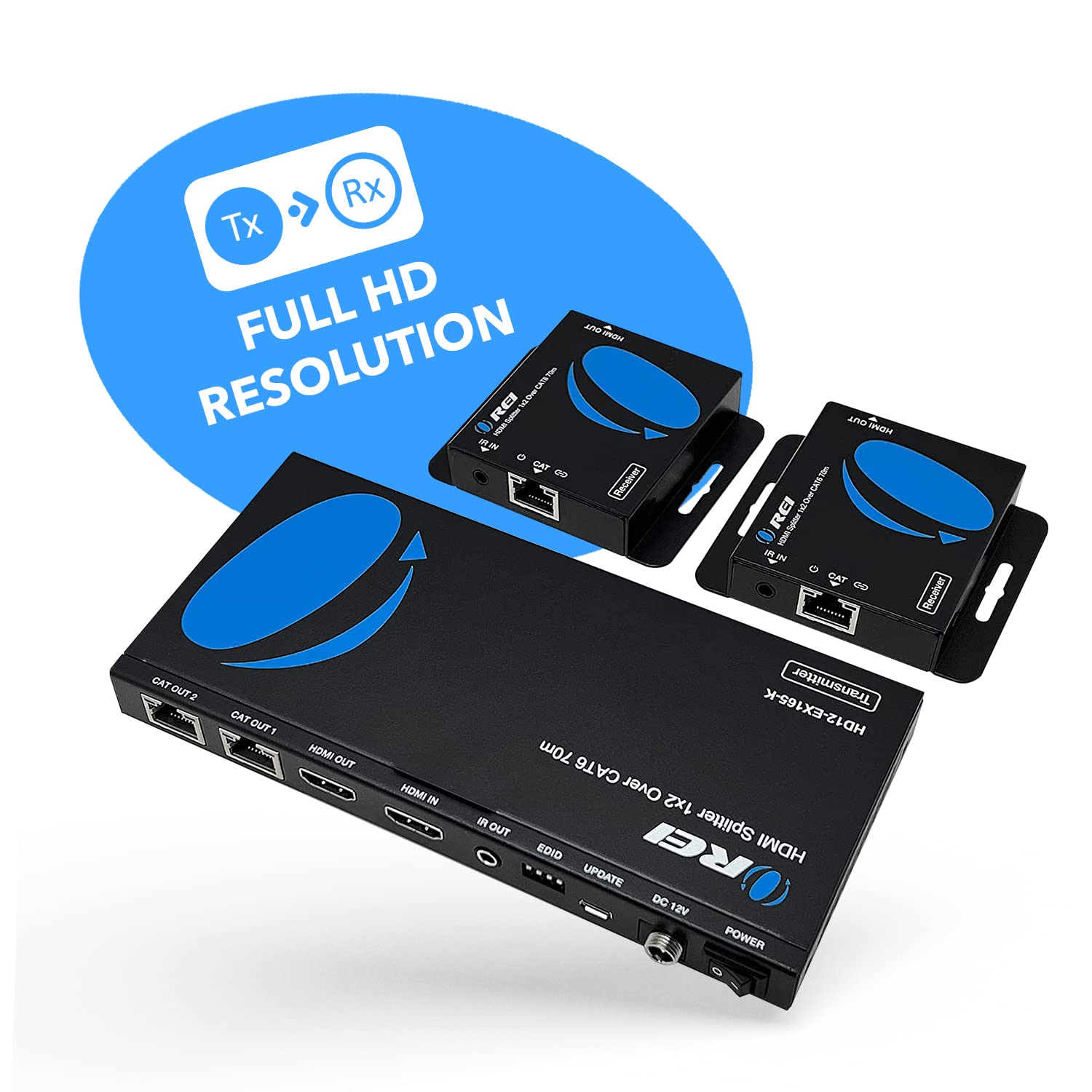 Orei 4K 1X2 Hdmi Over Ethernet Extender Splitter Over Cat6/7 Ethernet Cable 4K@30Hz Up To 165 Ft - 1 In 2 Out, 1080P@60Hz Upto 2