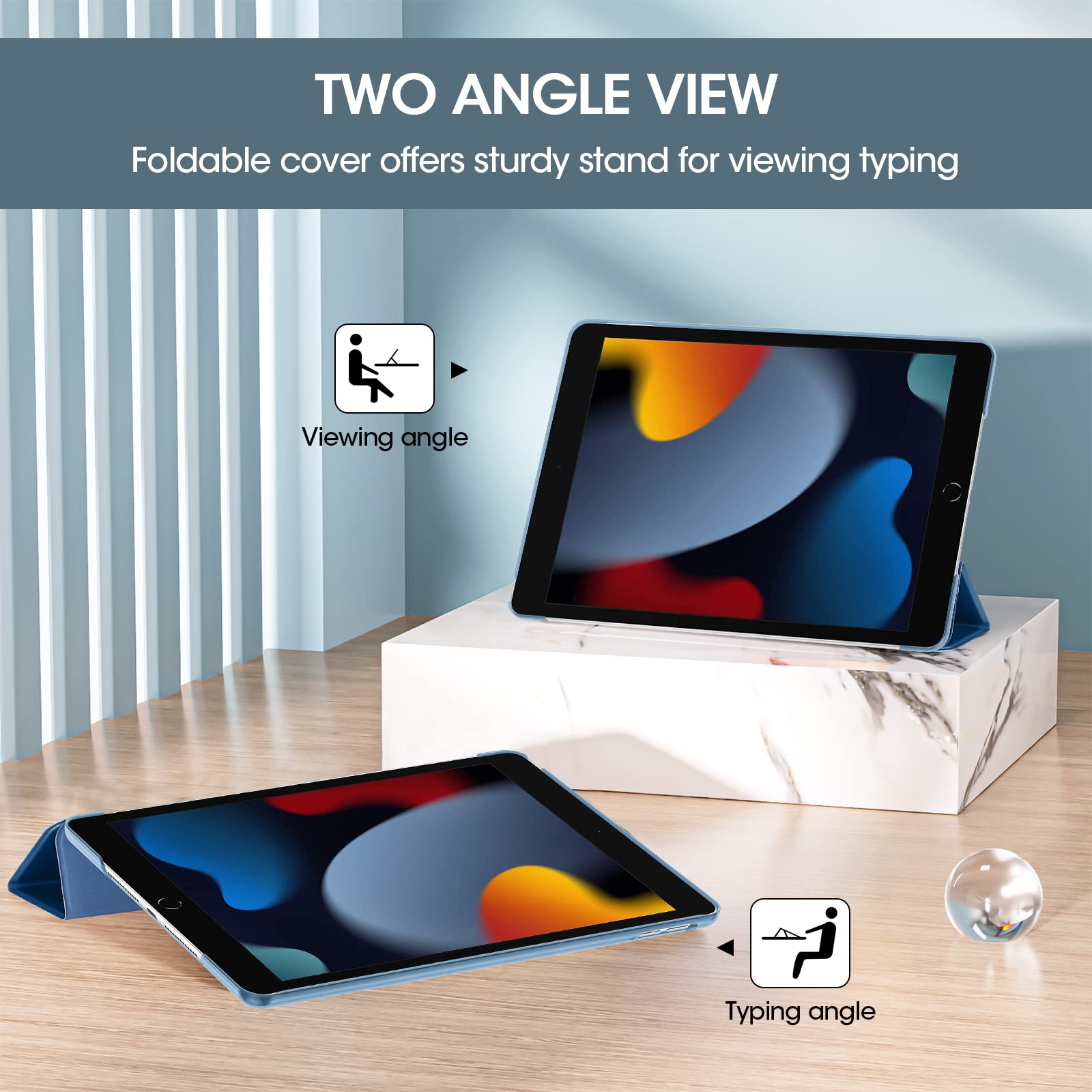 Procase For Ipad 9Th Generation 2021/ Ipad 8Th Generation 2020/ Ipad 7Th Generation 2019 Case, Ipad 10.2 Case Ipad Cover 9Th Generation  Blue