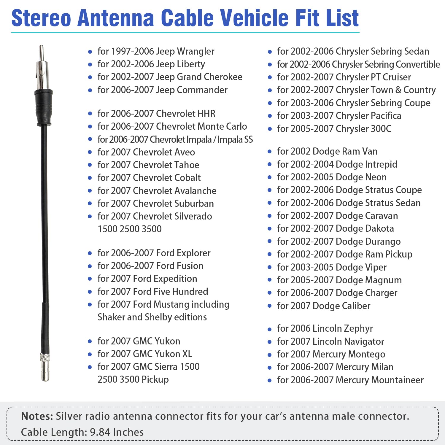 Jayubien Radio Antenna Adapter Replacement For Chevrolet Dodge Jeep Chrysler Ford Gmc Car Stereo Atenna Wiring Harness Antenna C