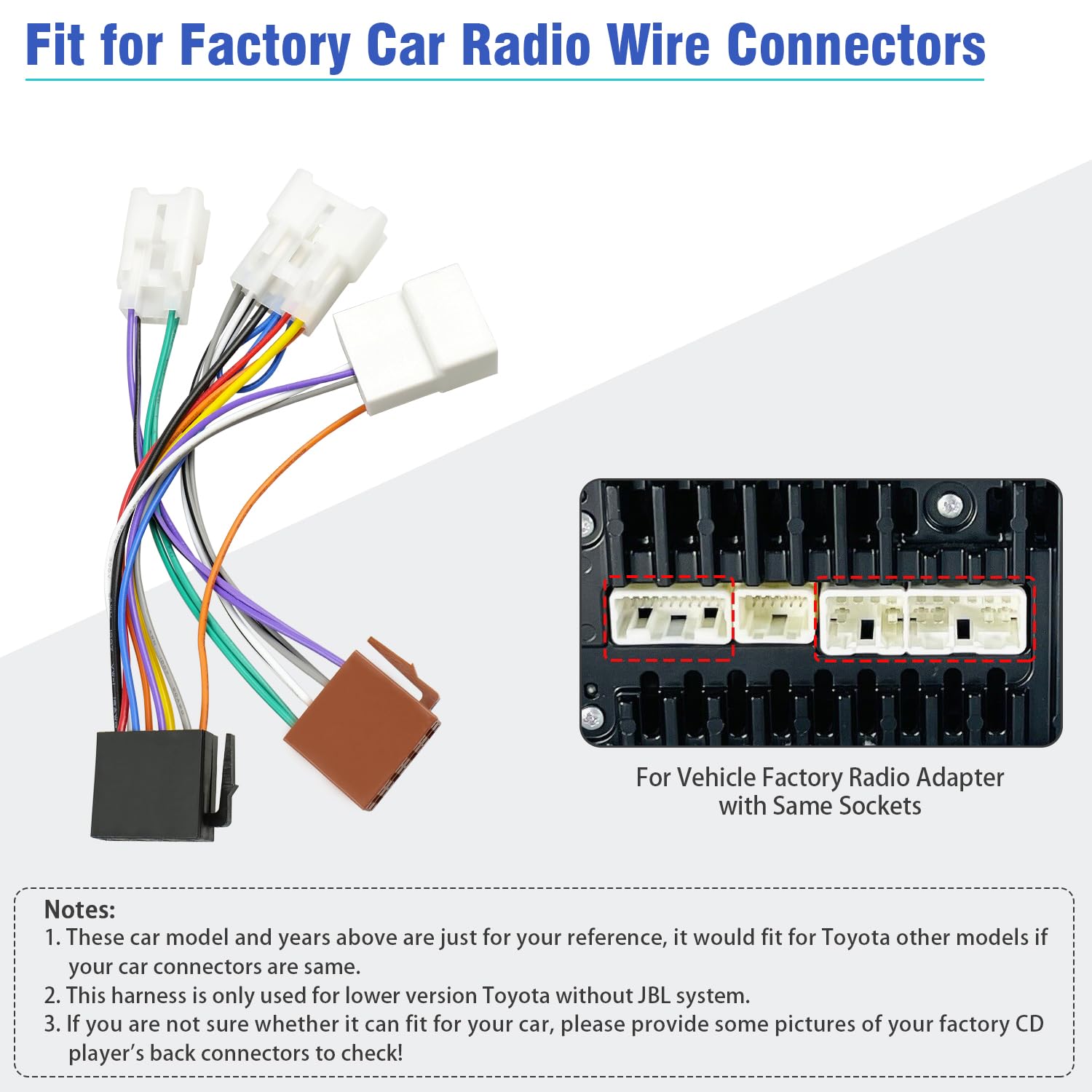 Jayubien Stereo Wiring Harness For Toyota Radio Connector 2003-2012,Compatible With Camry Corolla Tacoma Matrix Tundra 4Runner P
