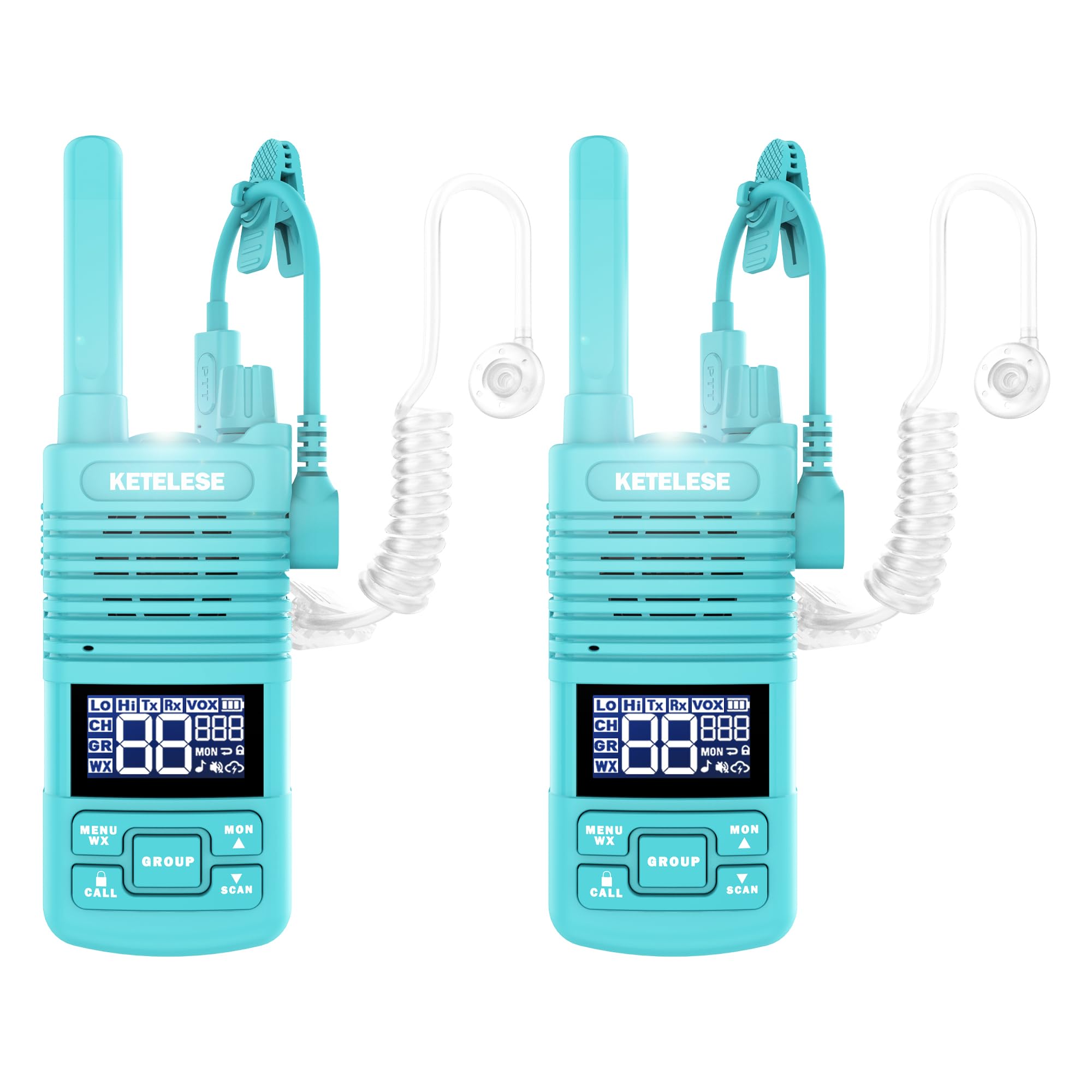 Ketelese Walkie Talkies Long Range With Acoustic Tube Earpiece, Portable Frs Two Way Radios, Usb C Rechargeable Walky Talky For