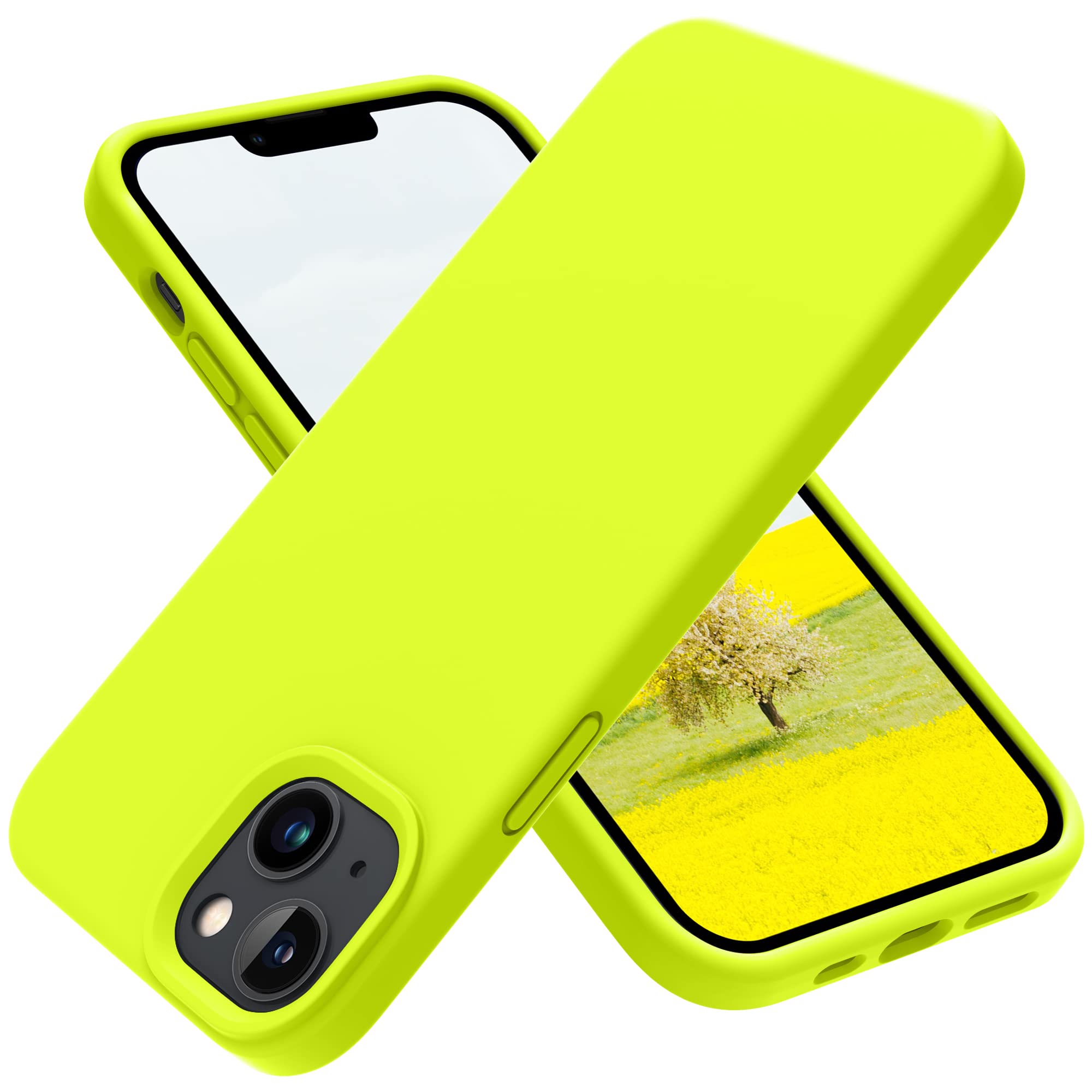 Otofly Designed For Iphone 14 Case, Silicone Shockproof Slim Thin Phone Case For Iphone 14 6.1 Inch (Fluorescent Yellow)
