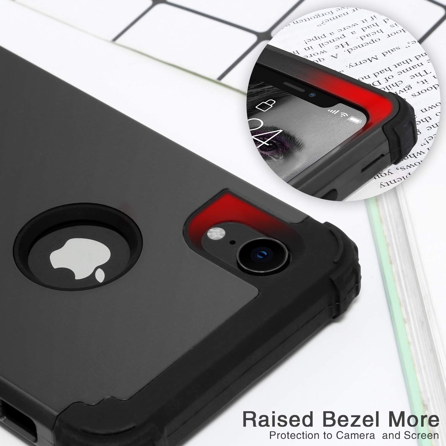 Idweel For Iphone Xr Case, Case For Iphone Xr With Tempered Glass Screen Protector, 3 In 1 Shockproof Slim Hybrid Heavy Duty Har