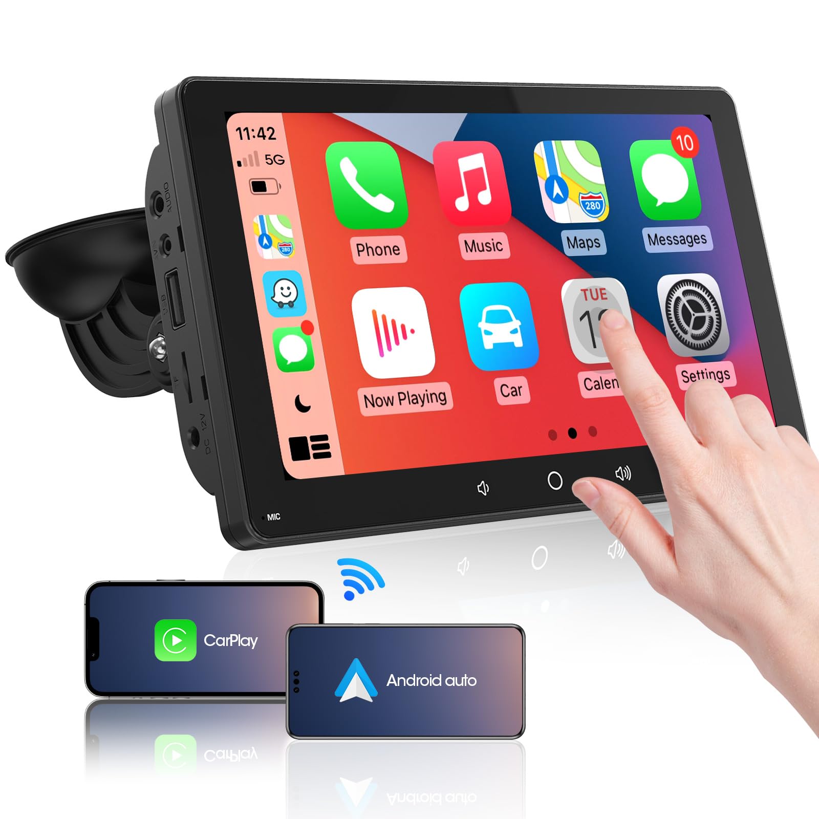 Carplay Screen Portable Car Stereo   Wireless Android Auto Bluetooth Car Radio   7 Inch Qled Display Steering Wheel Control Mirr