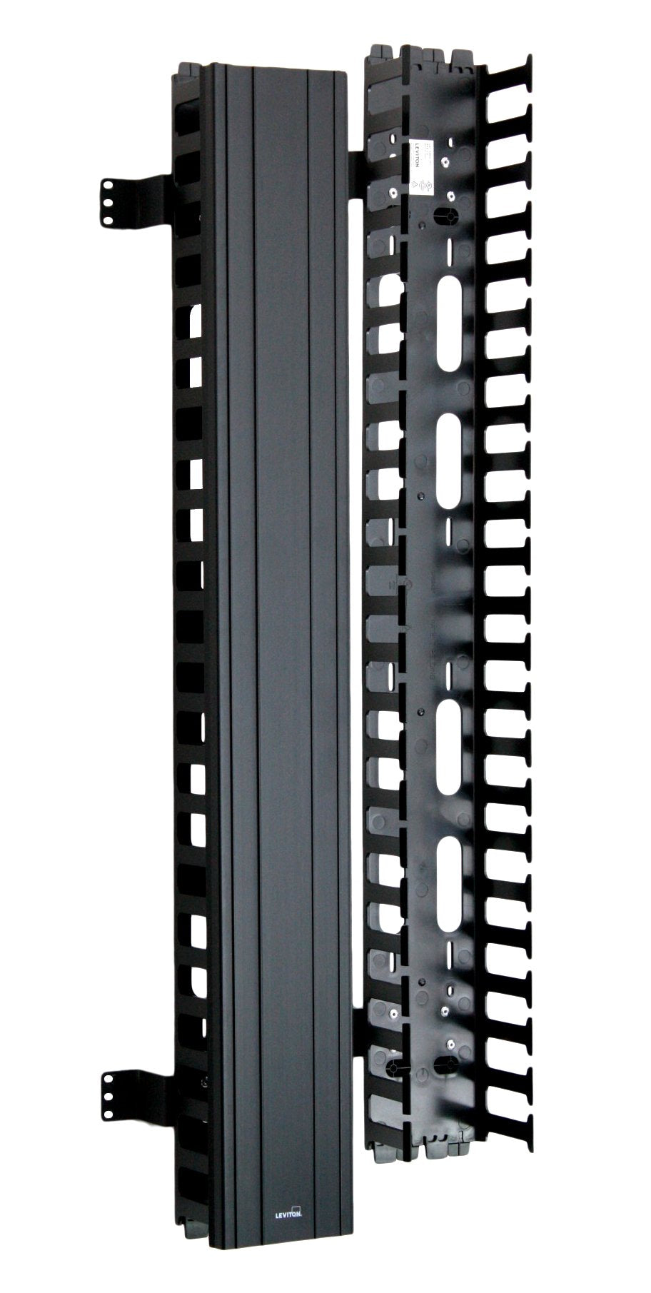 Leviton Vertical Front Only Cable Management, 5 Channel x 80 long, SnapOn Cover, 4980LVFO, Black