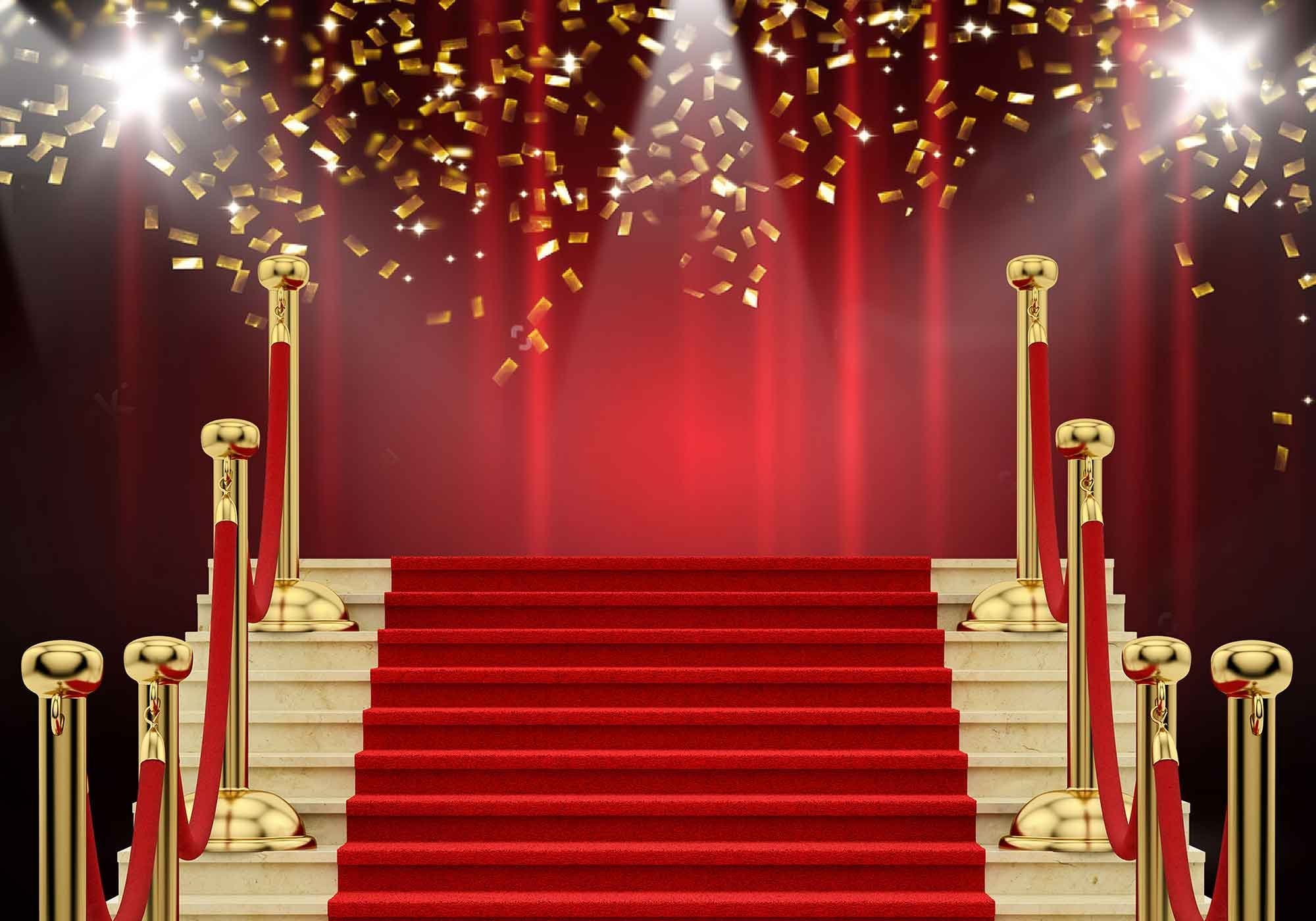Mtmety 7X5Ft Red Curtain Background Red Carpet Stairs Props Vinyl Photography Video Backdrop Nanme853