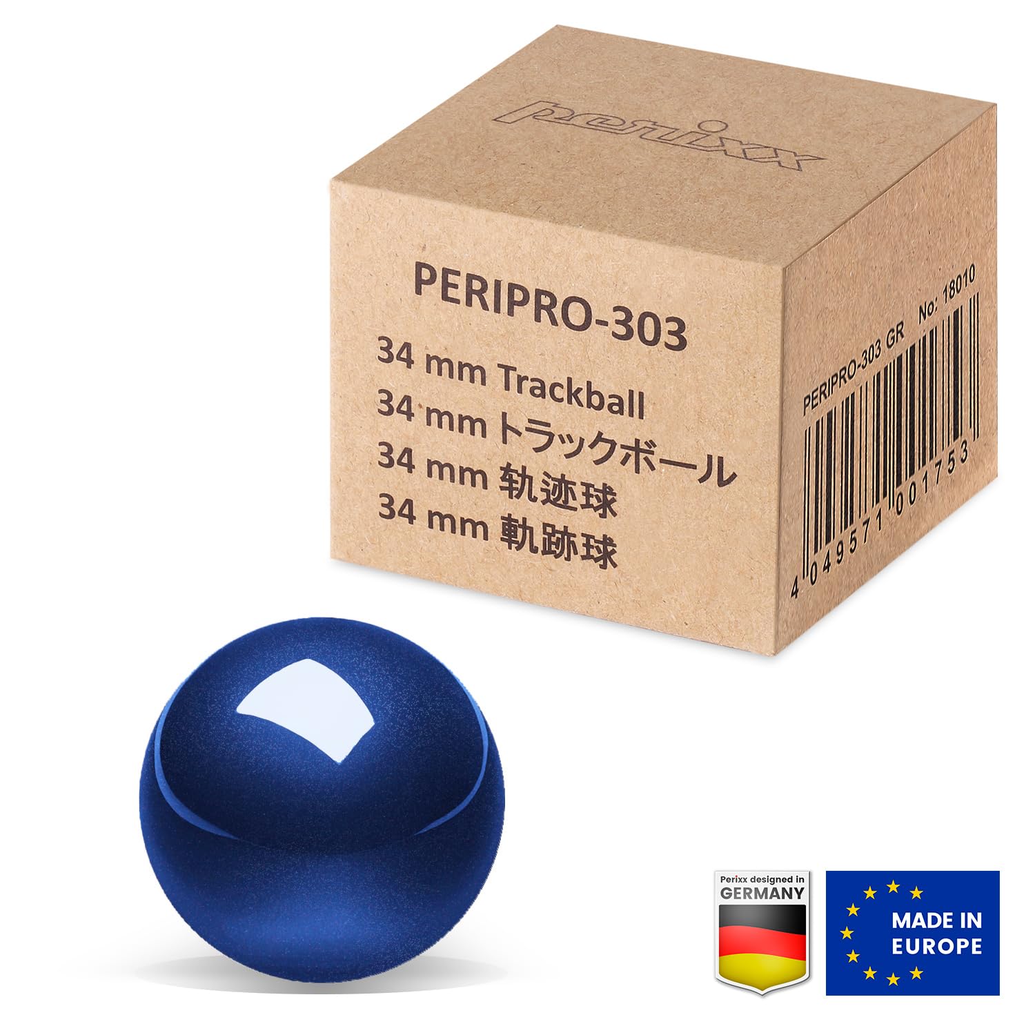 Perixx Peripro 303Gb Small Trackball 34Mm Replacement Ball For Perimice And M570 Elecom Kensington Glossy Blue (18025)