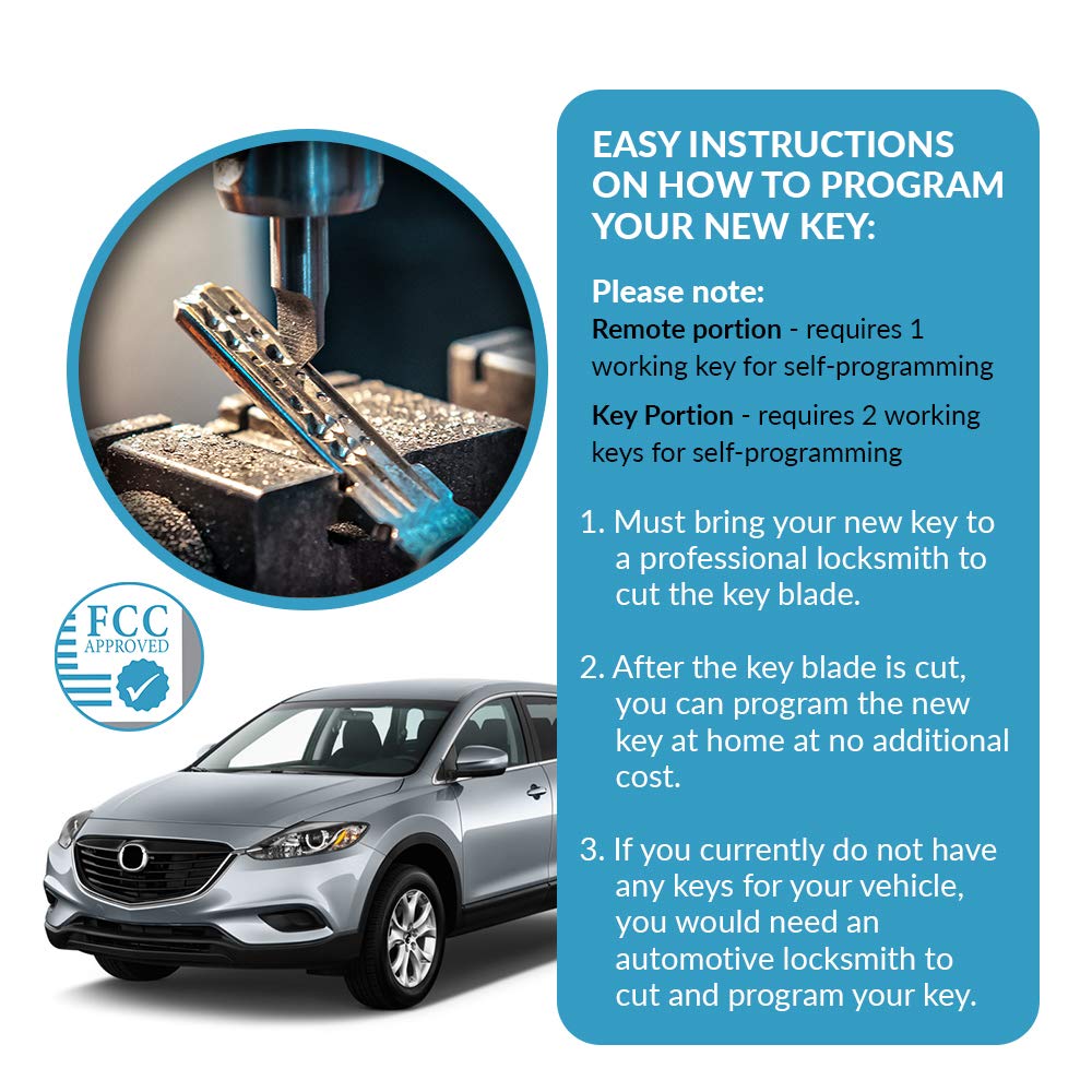 Keyless2Go Replacement For New Keyless Entry 3 Button Remote Flip Key Fob For Mazda 5 2 Cx 7 Cx 9 Bgbx1T478Ske125 01