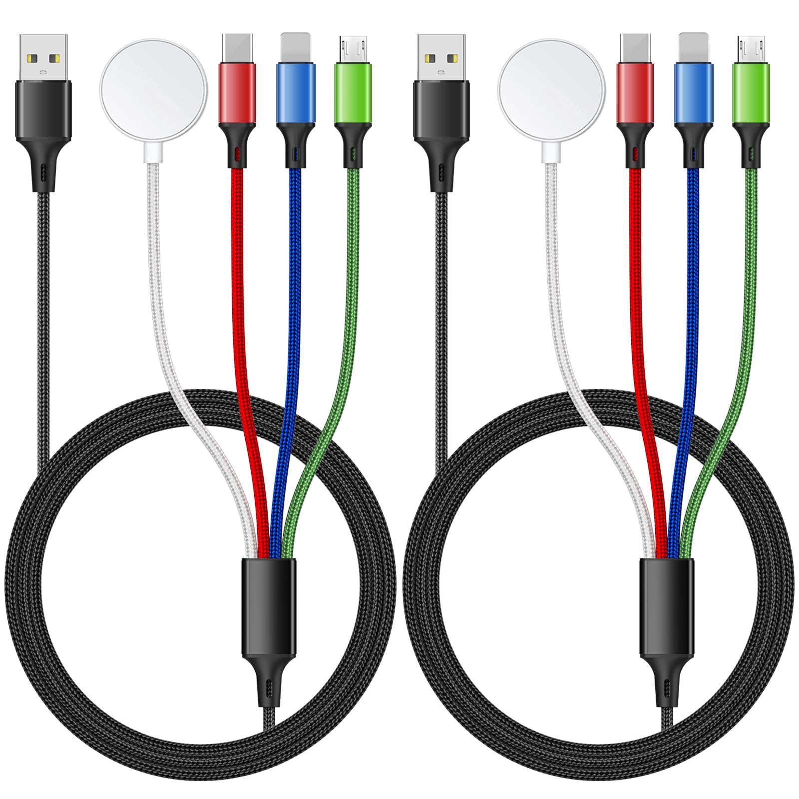 2Pack 4 In 1 Iwatch & Iphone Charger For Travel, Multi Charging Cable For Apple Watch Charger Wireless Usb C Micro Compatible Wi