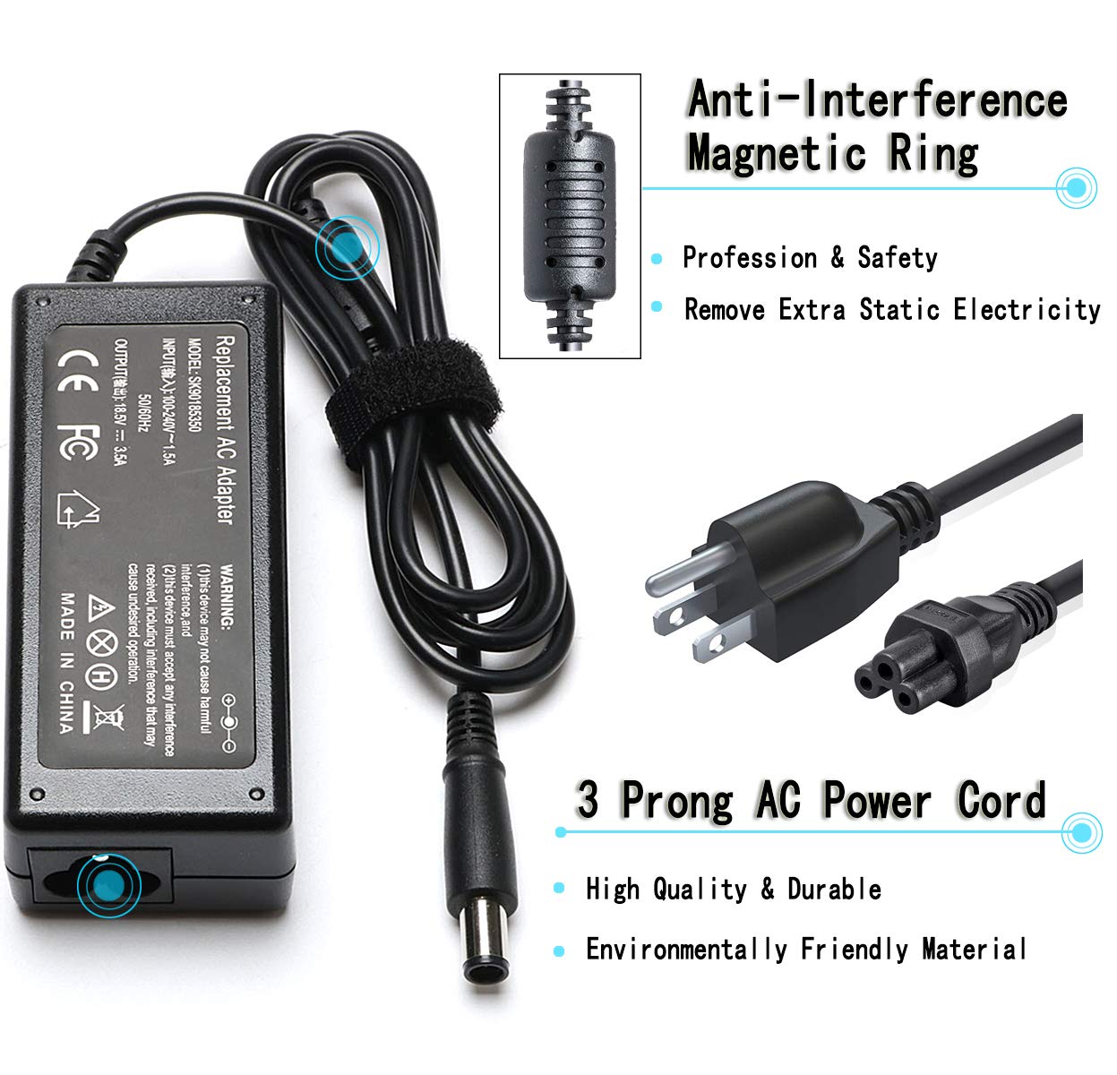 65W Ac Adaptor Laptop Charger For Hp Probook 4540S 4440S 4530S 4430S 4520S 6570B 6560B 6470B 6550B Elitebook 8460P 8440P 8470P 2540P 8570P 8560P Hp 2000 2B09Wm 2000 369Wm Pc Power Supply Cord