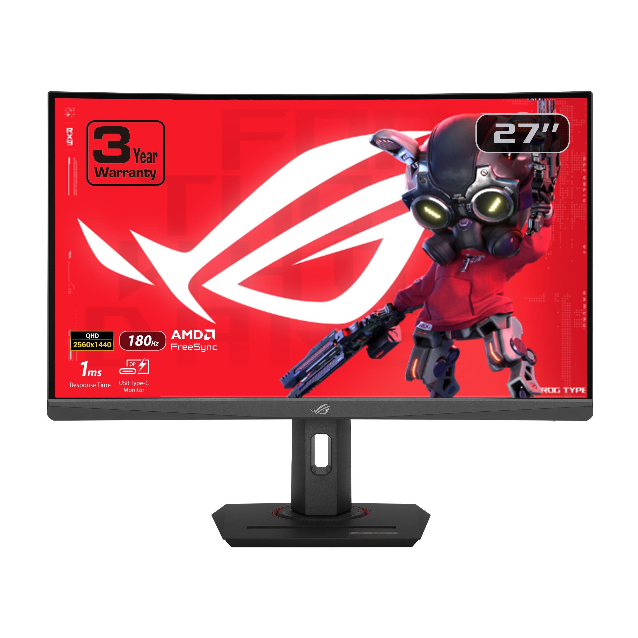 Asus Rog Strix 27    1440P Hdr400 Usb C Curved Gaming Monitor (Xg27Wcs)   Qhd (2560 X 1440), 180Hz, 1Ms, Fast Va, 125% Srgb, Dci